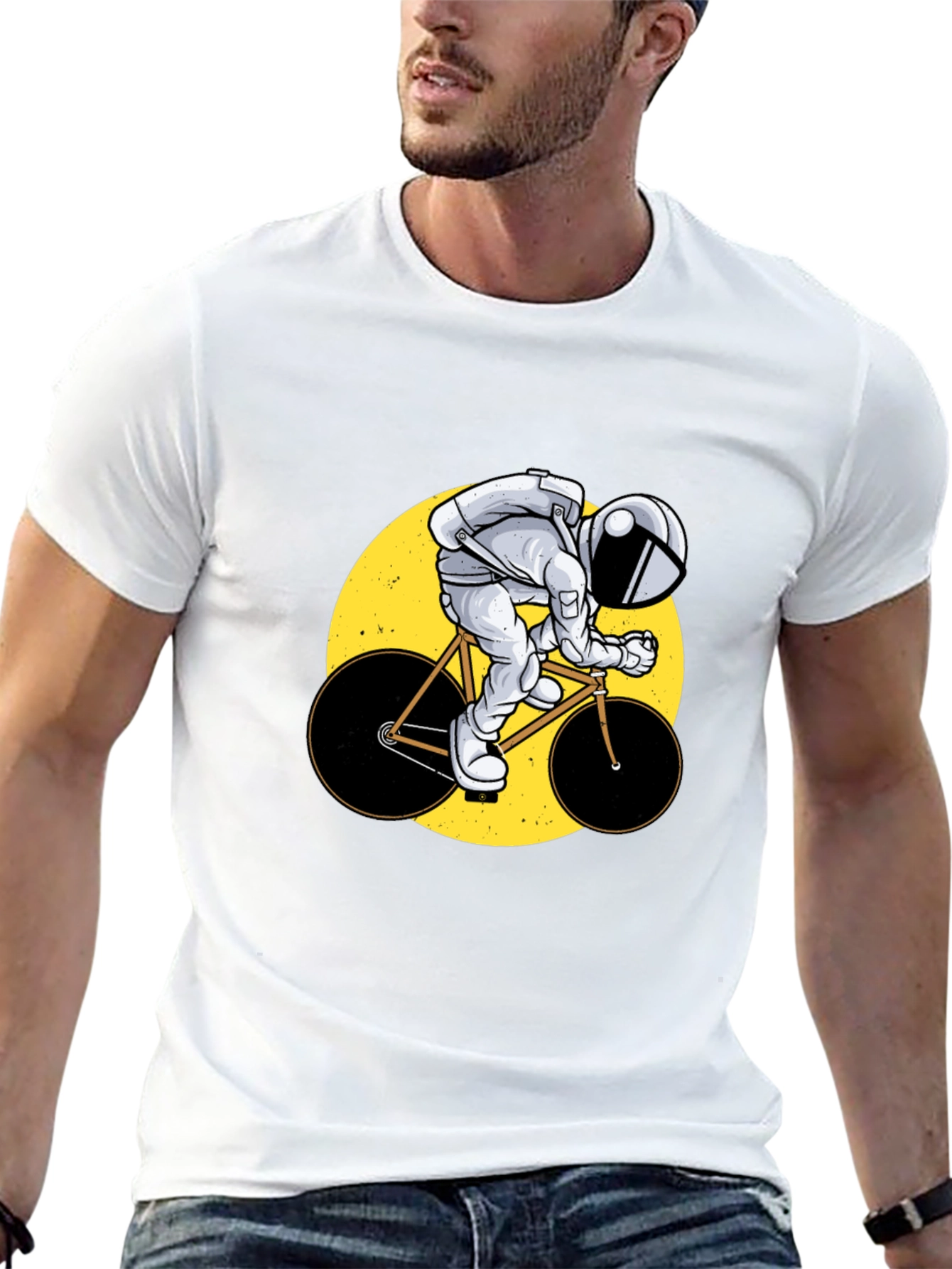 Astronaut Cyclist Graphic T-Shirt