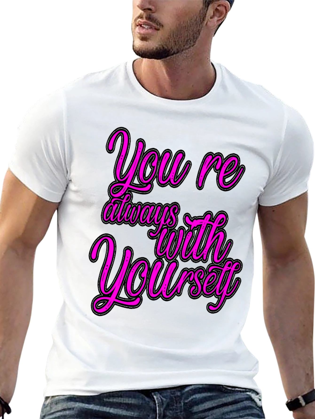 Youre Always With Yourself Black Graphic T-Shirt