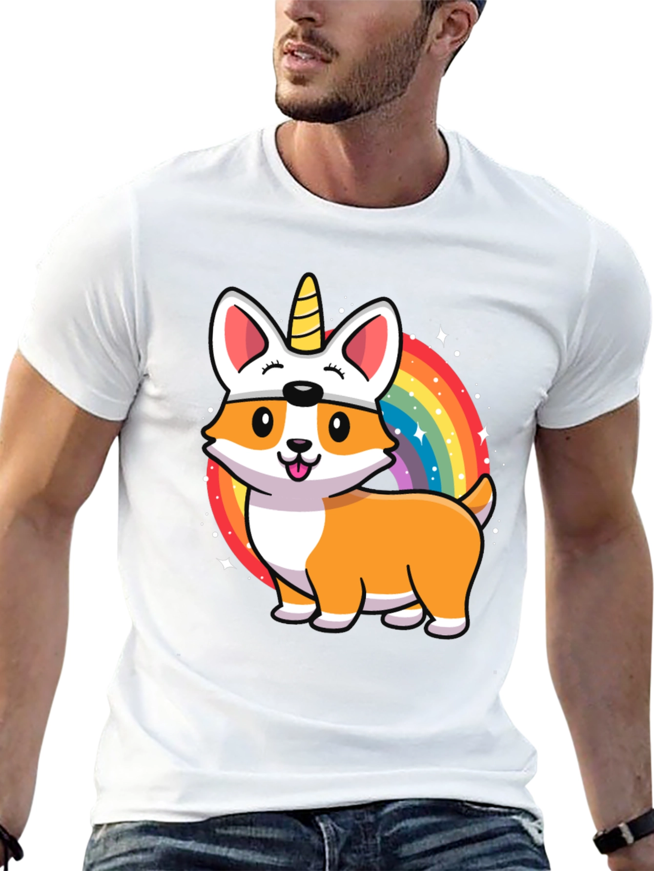 Unicorn Corgi Rainbow T-Shirt