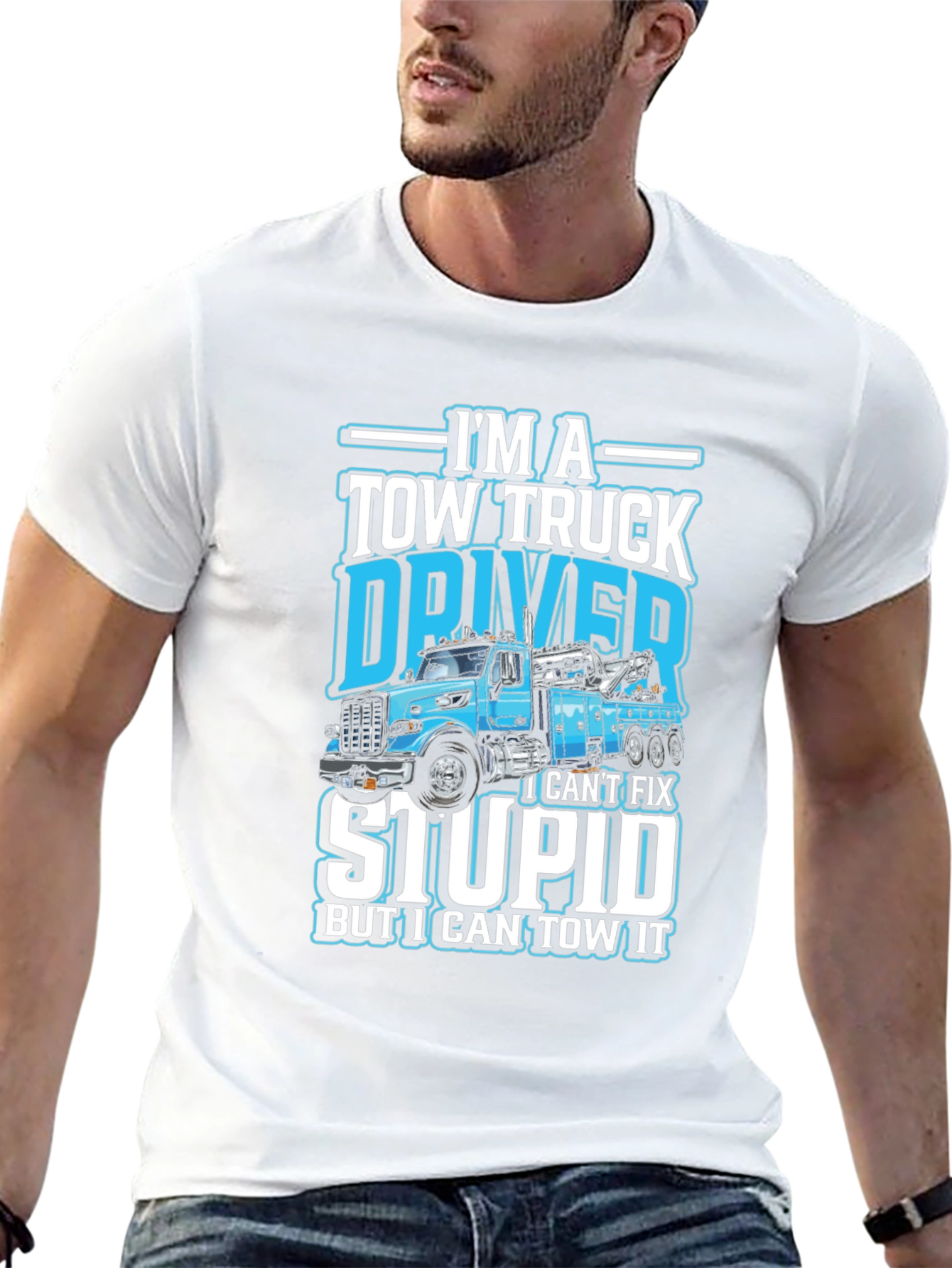 Tow Truck Driver Humor Black Cotton T-Shirt