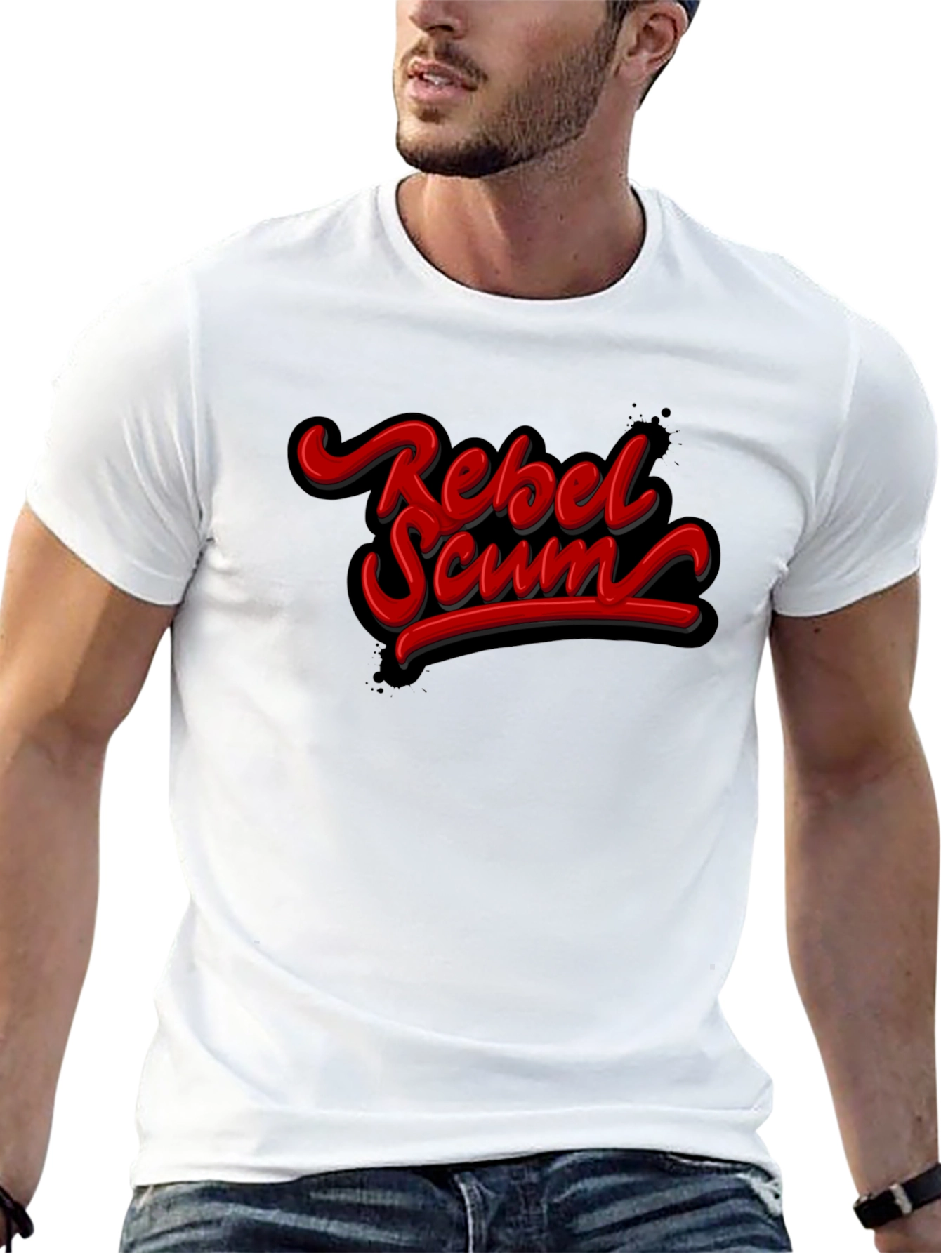 Rebel Scum Graphic T-Shirt - Bold Red Text Design