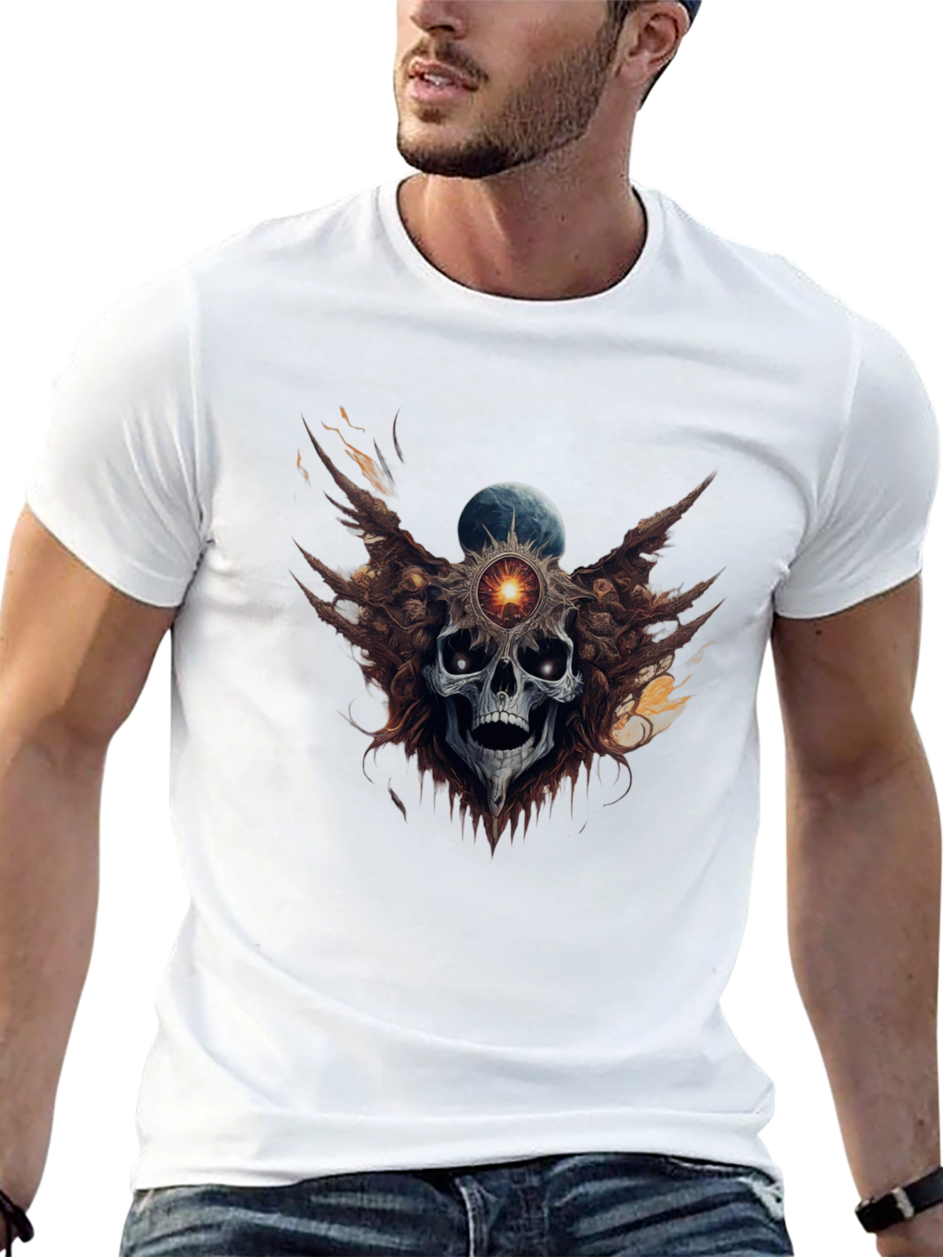 Skull & Orb Graphic Tee - Dark Aesthetic