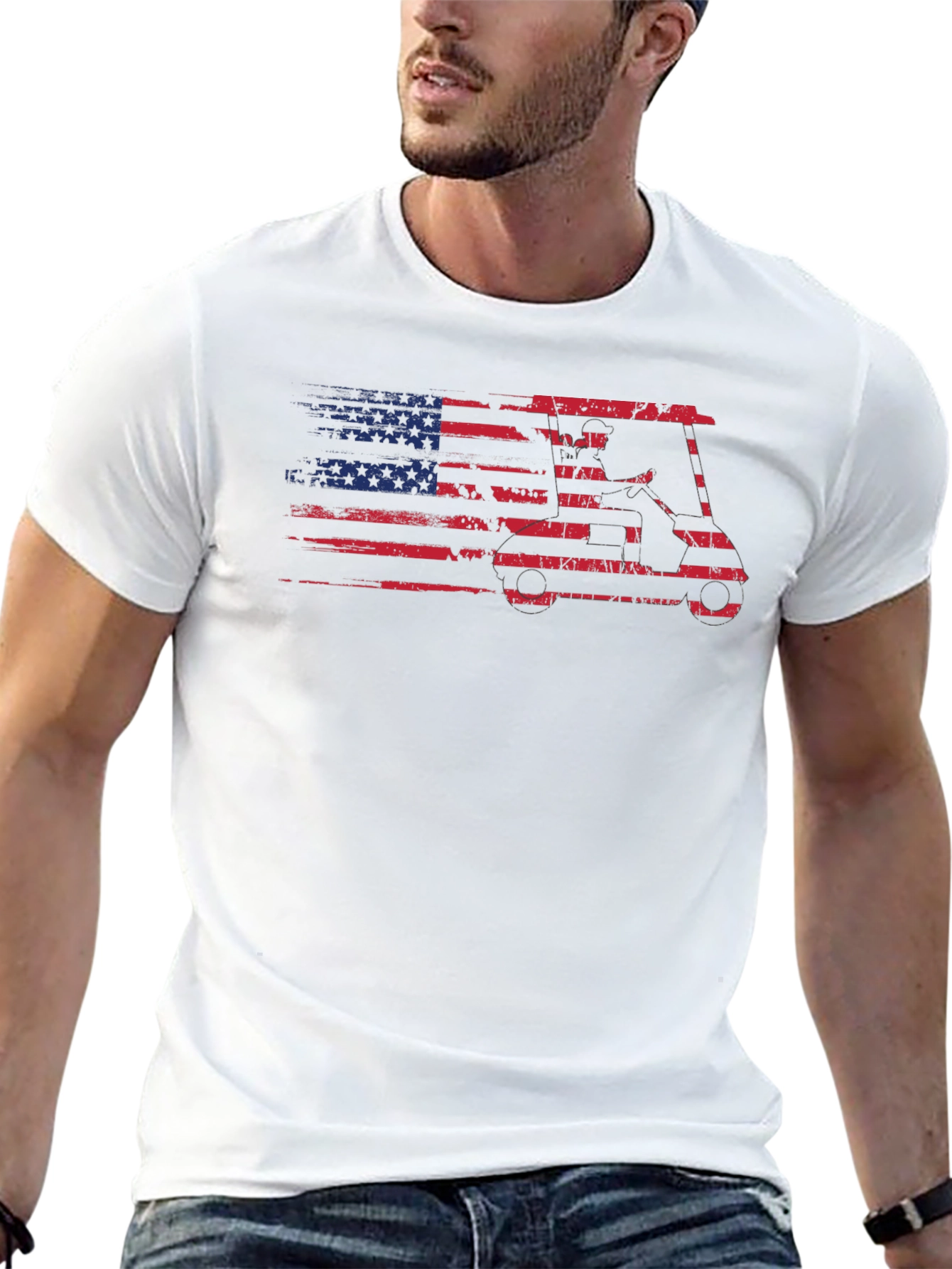 American Flag Golf Cart T-Shirt