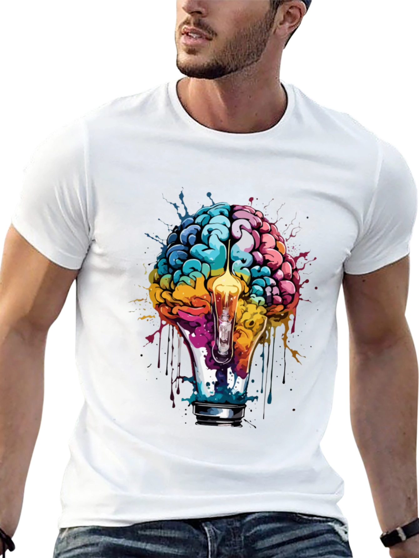 Creative Mind T-Shirt - Brain Lightbulb Design