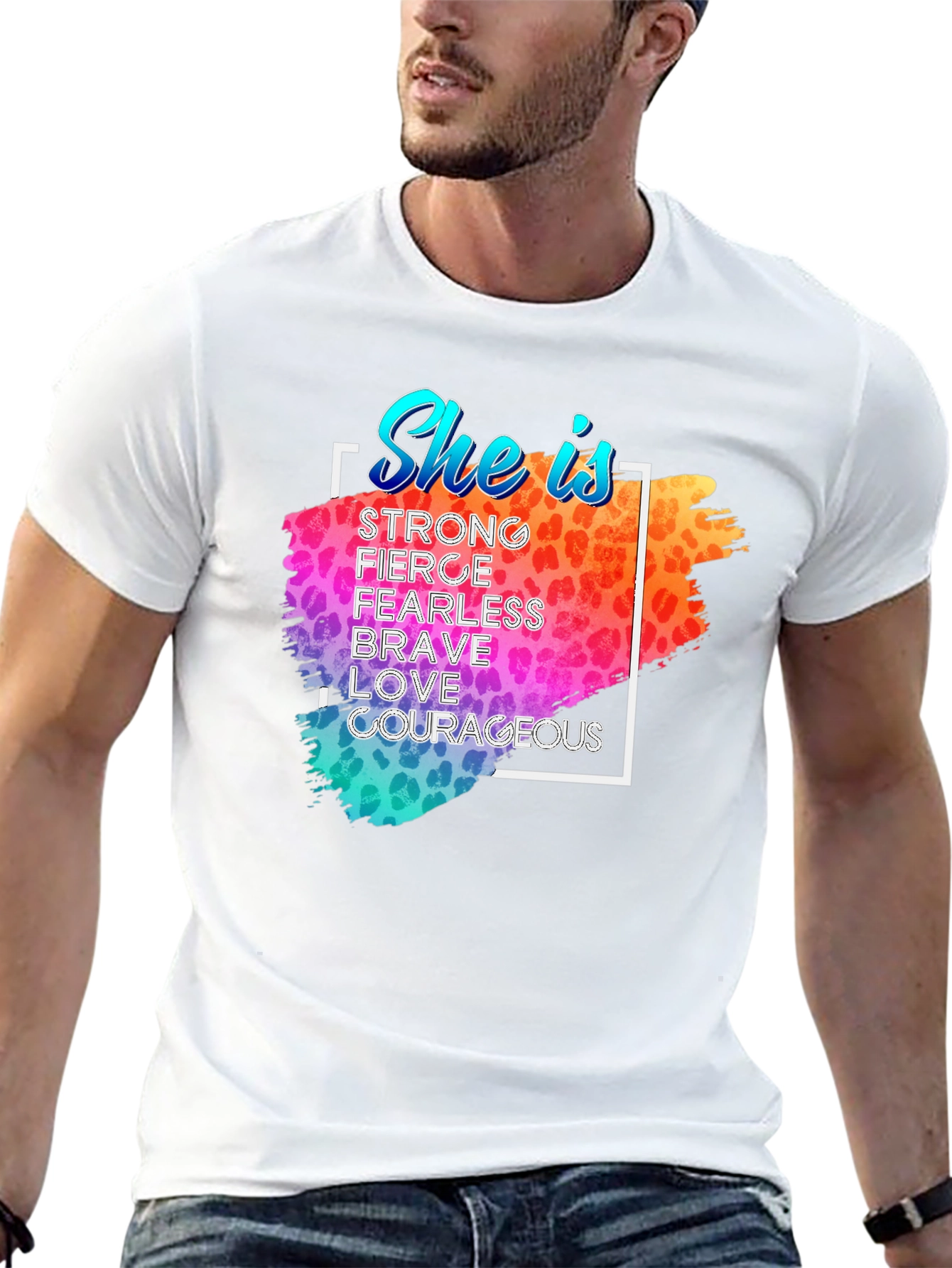 She Is Leopard Print Graphic T-Shirt