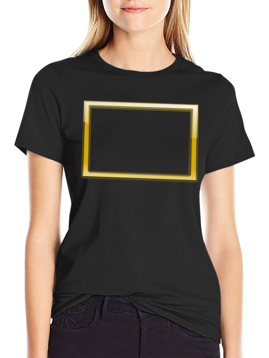 Black Graphic Tee with Gold Border Design