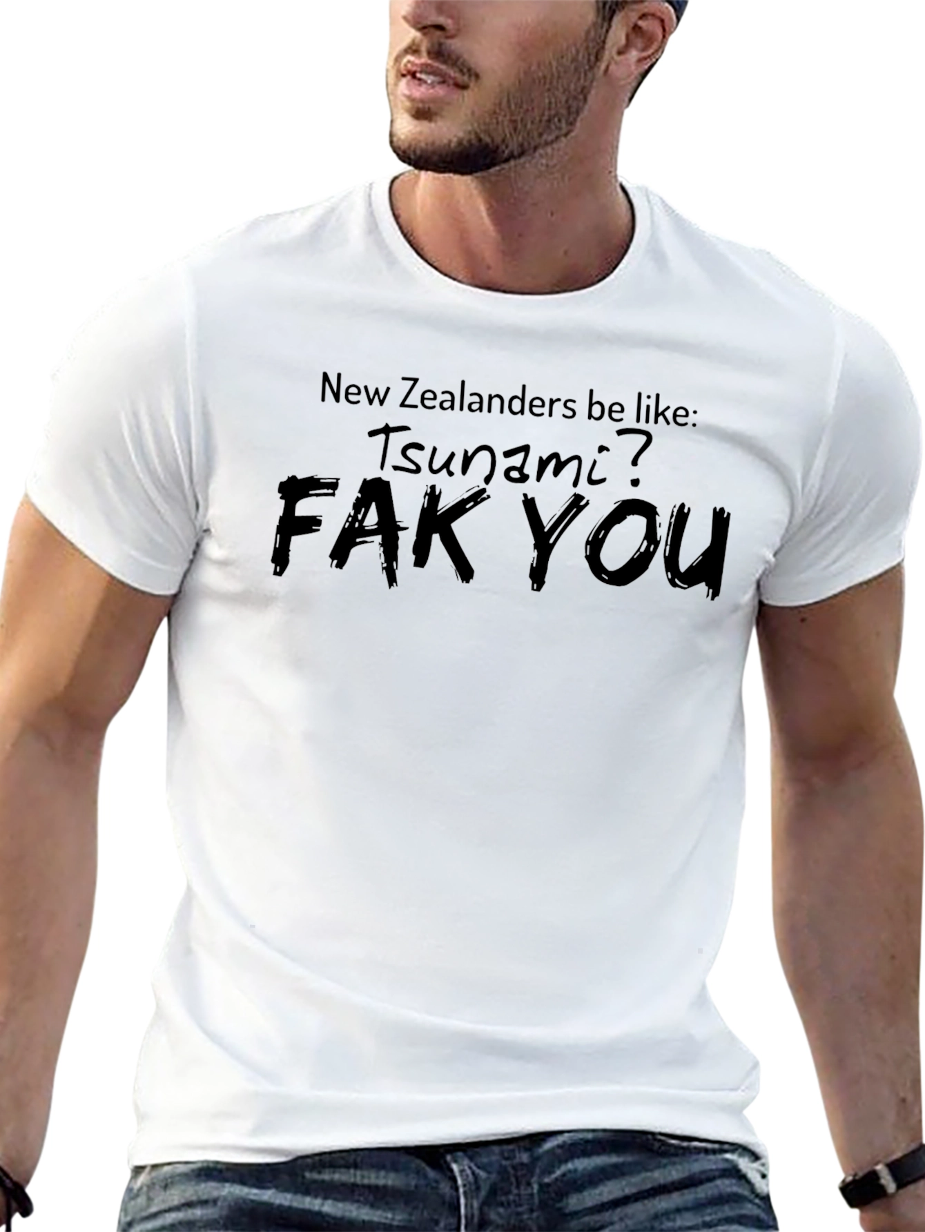 New Zealanders Tsunami? Fak You Black T-Shirt