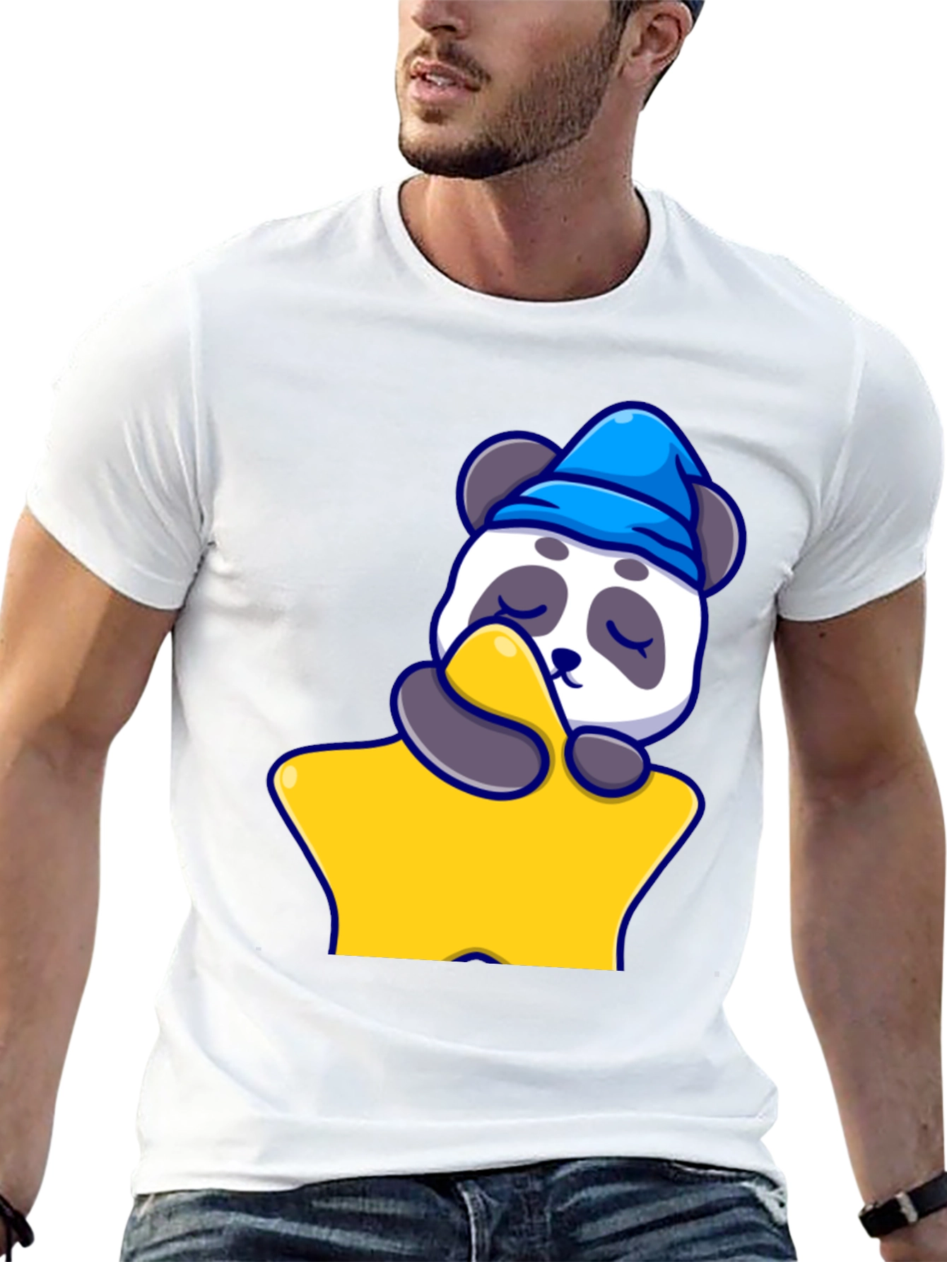 Cute Panda Sleeping on Star T-Shirt