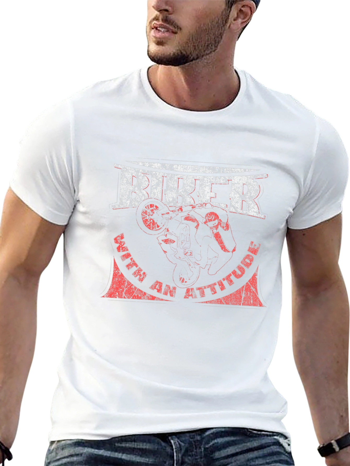 Biker With Attitude Graphic Tee - Black