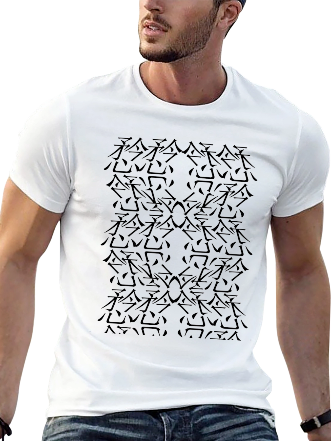 Modern Black Patterned T-Shirt