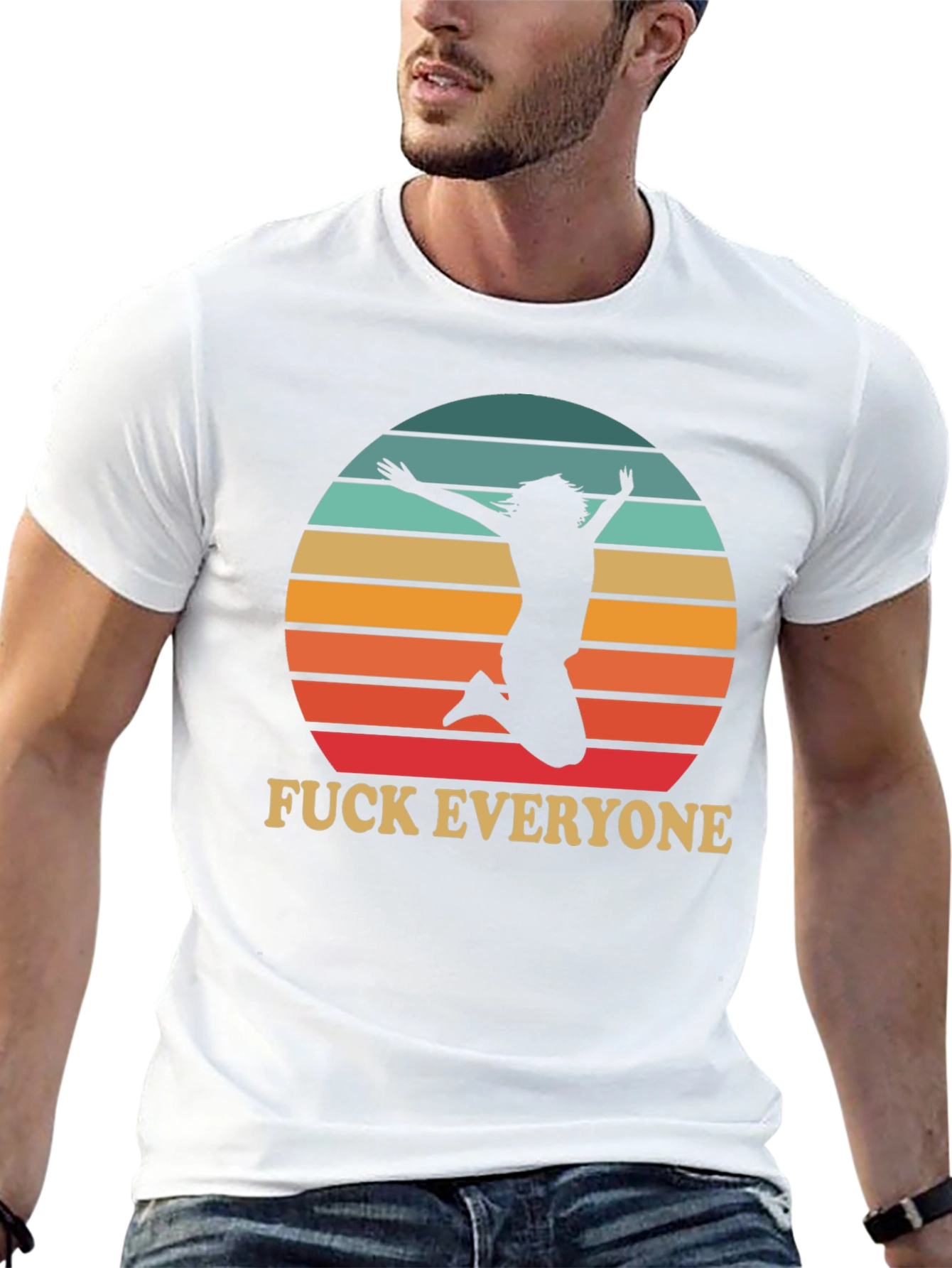 Funny Graphic Tee - Fuck Everyone Jumping Silhouette T-Shirt