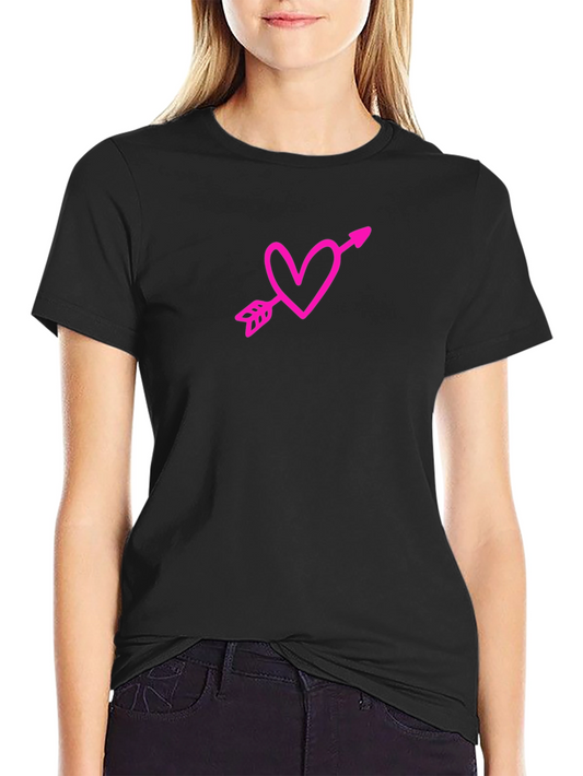 Heart Arrow Graphic Tee - Black Casual Shirt