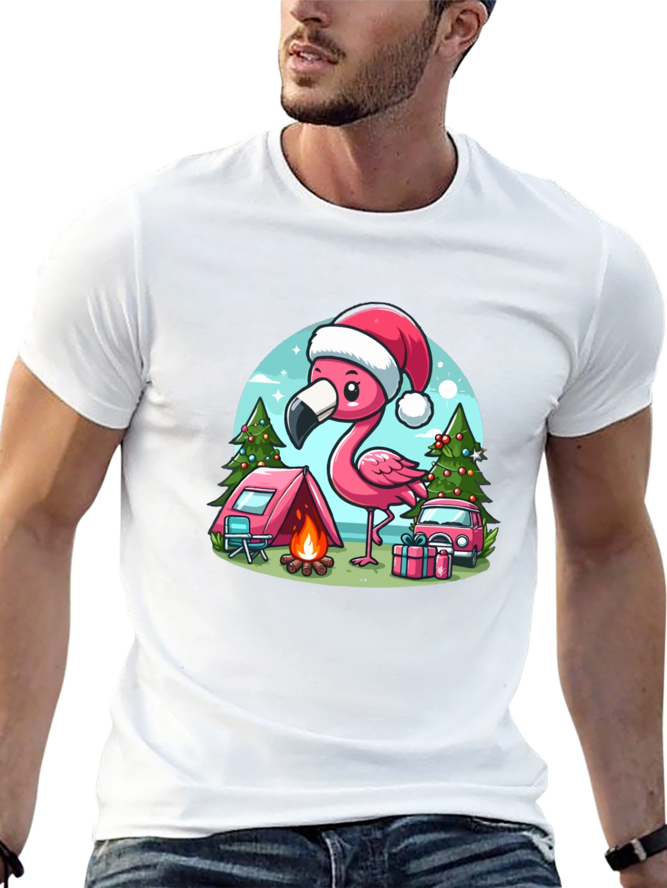 Festive Flamingo Camping Tee