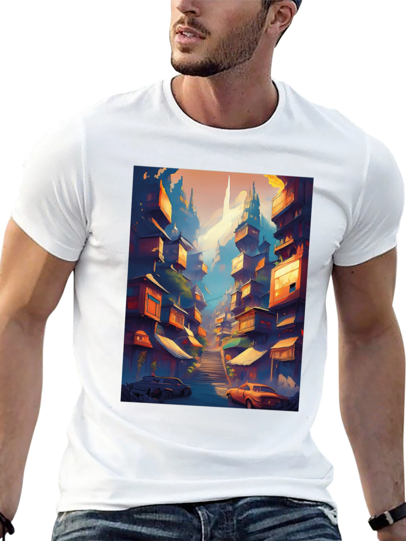 Urban Escape Tee: Cityscape Graphic T-Shirt