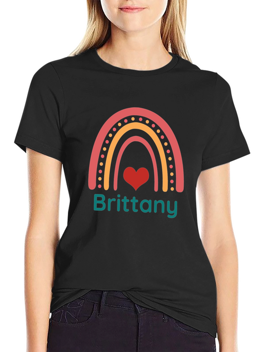 Brittany Rainbow Heart Personalized T-Shirt