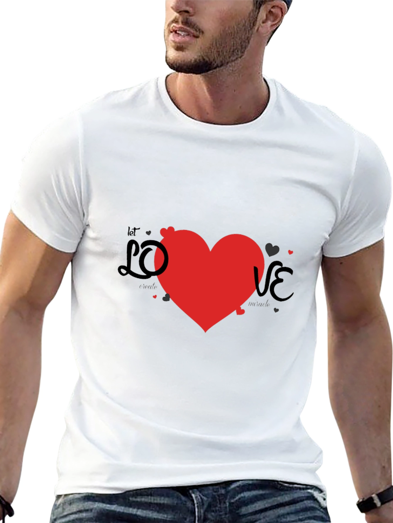 Love Heart Graphic Print Black T-Shirt