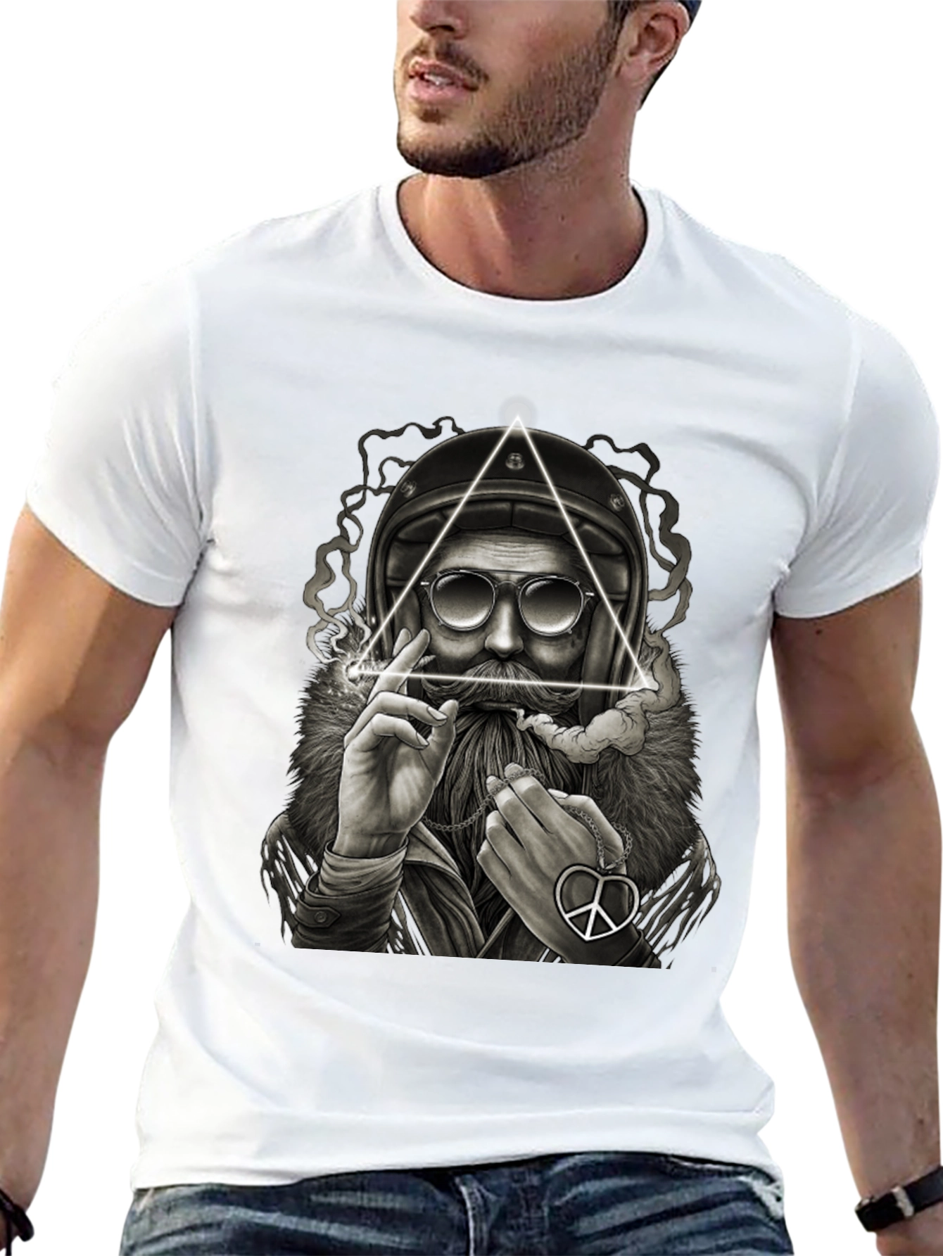 Biker Santa Graphic Tee - Black Cotton T-Shirt