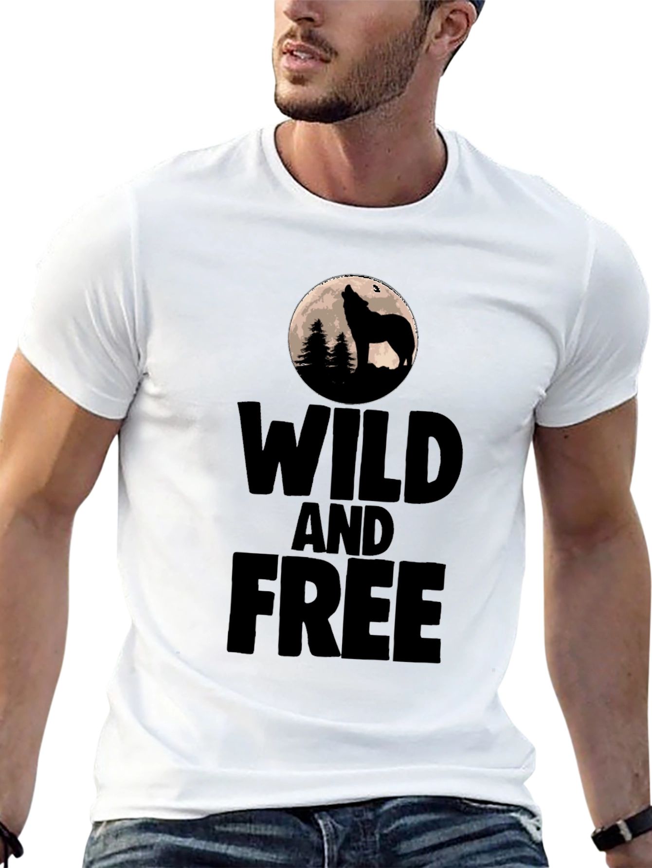 Wild and Free Wolf Graphic Tee - Black