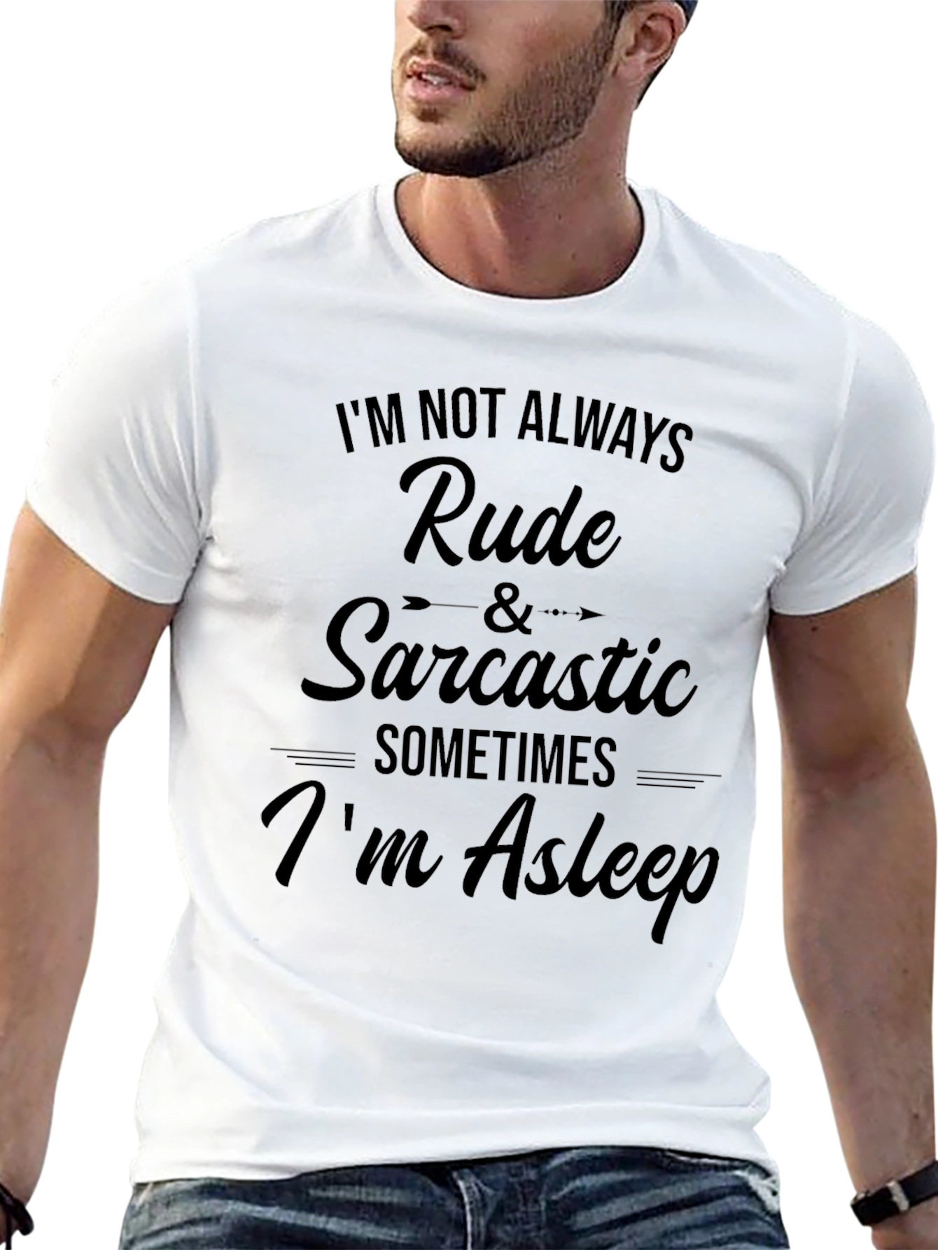 Funny Sarcastic Asleep Black Graphic T-Shirt