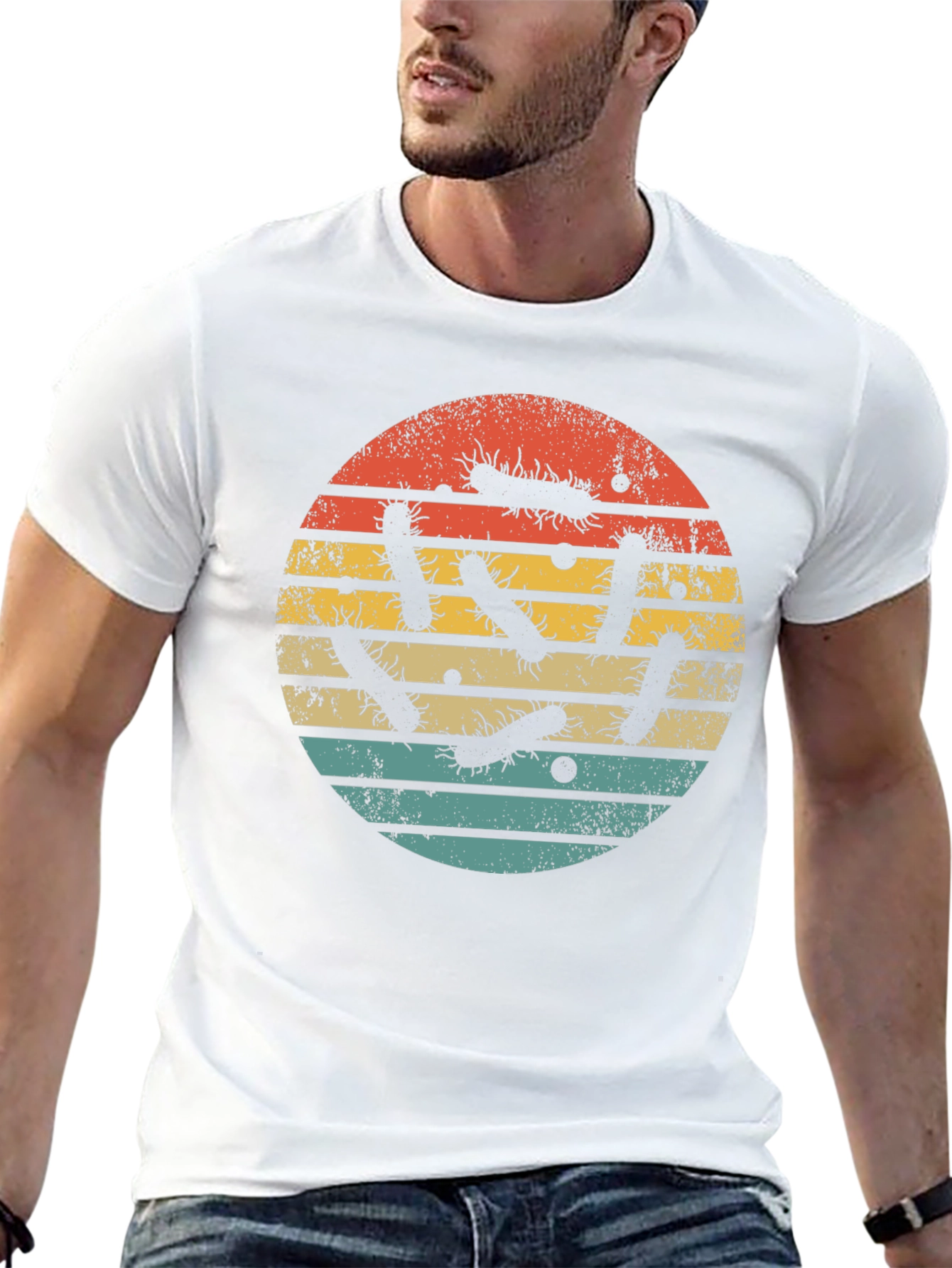 Retro Germs Sunset T-Shirt - Unique Microbiology Tee
