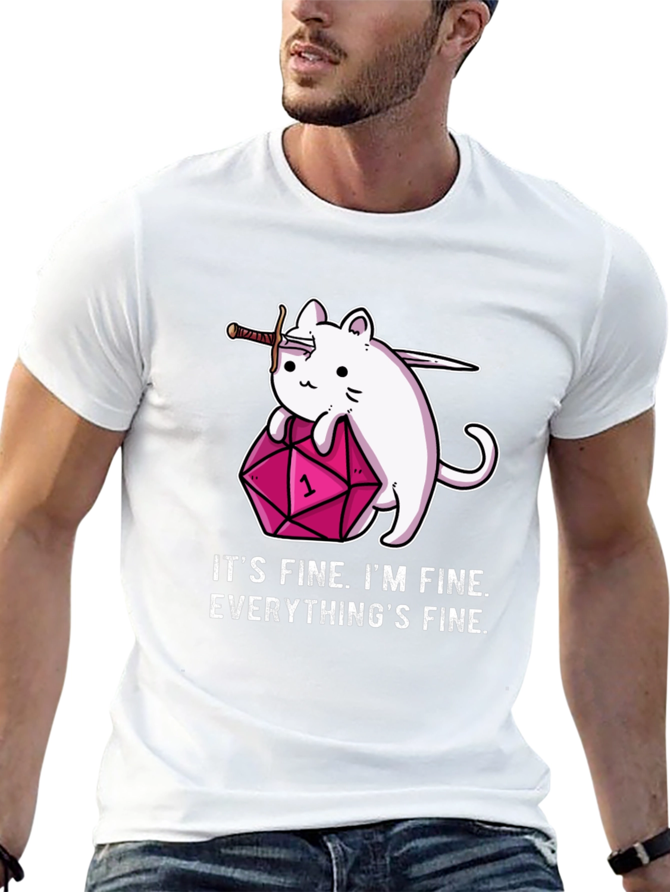 Its Fine Cat D&D T-Shirt