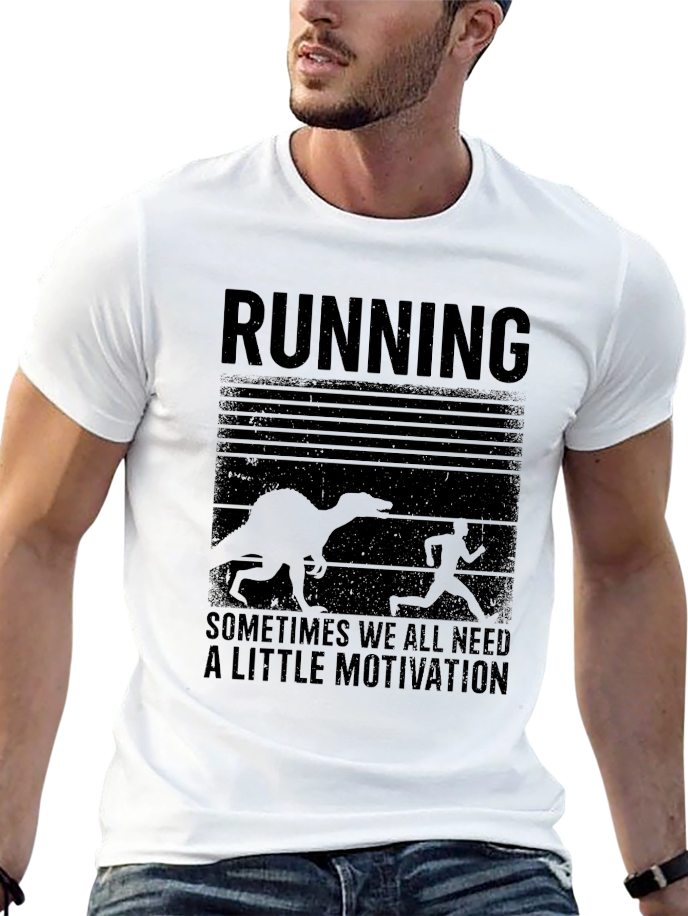 Running Motivation T-Shirt Dinosaur Chase Humor