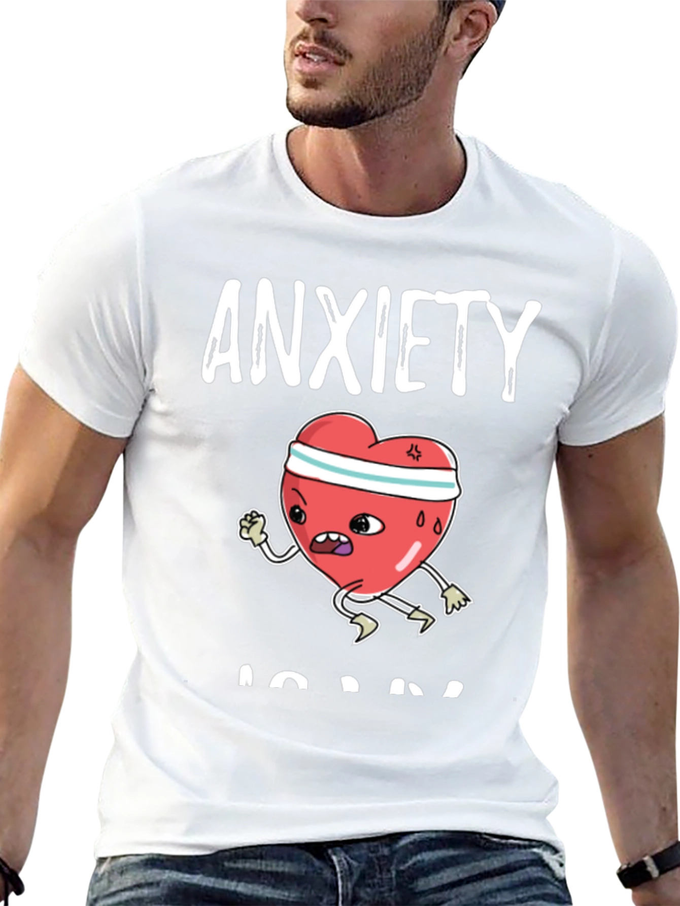 Anxiety Run T-Shirt - Funny Heart Design