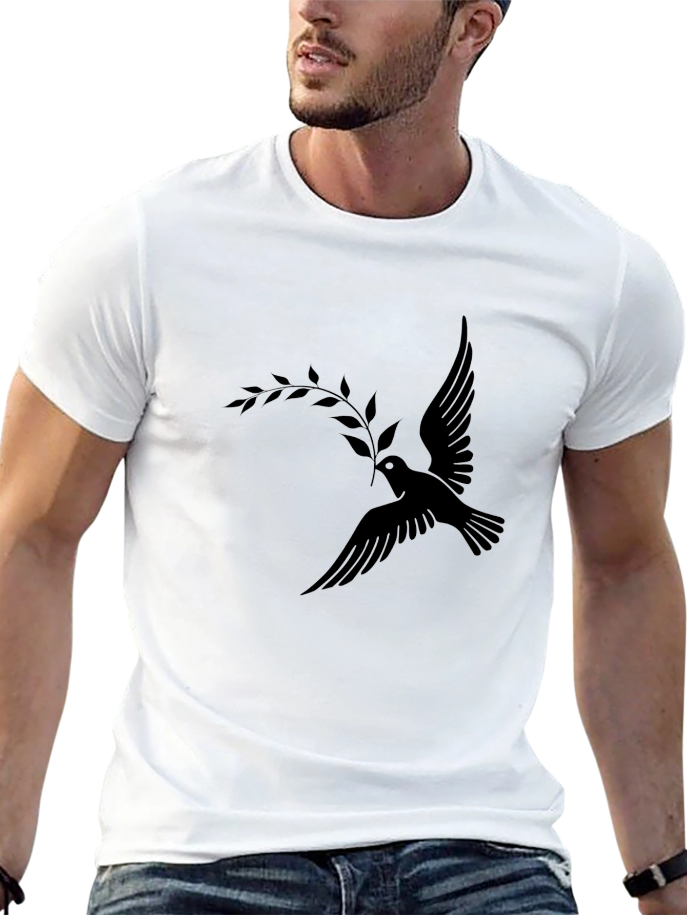 Peace Dove Graphic T-Shirt - Stylish Black Tee