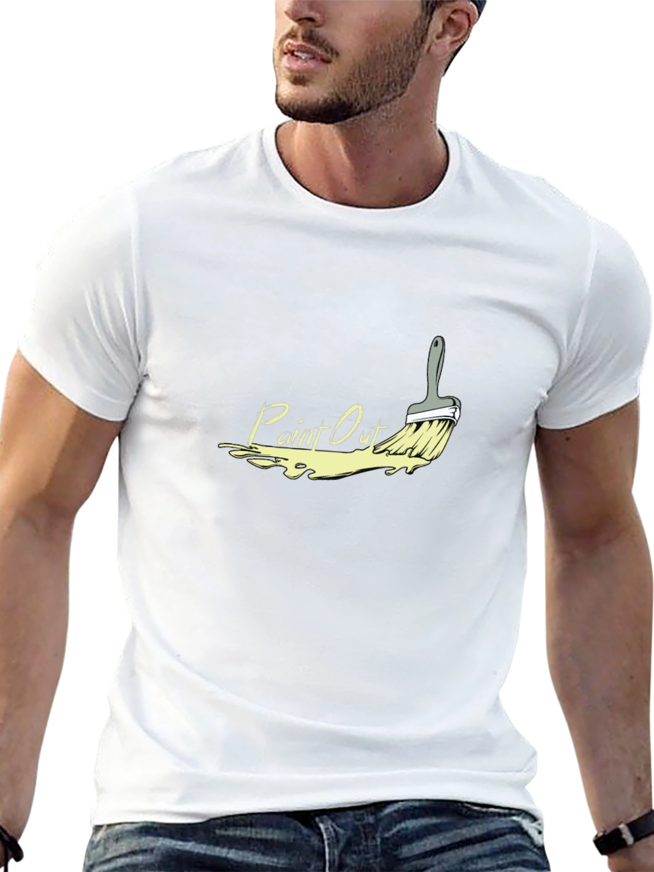 Paint Out Graphic Tee - Stylish Brush Design