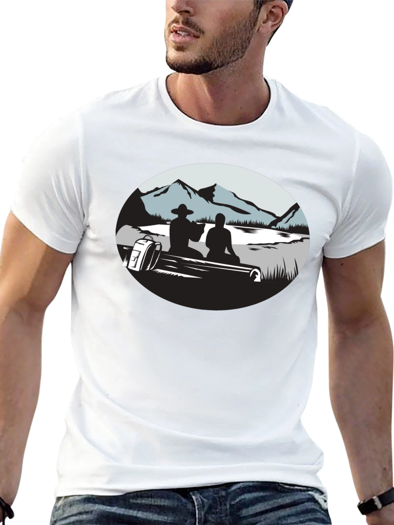 Mountain Silhouette Graphic Black T-Shirt