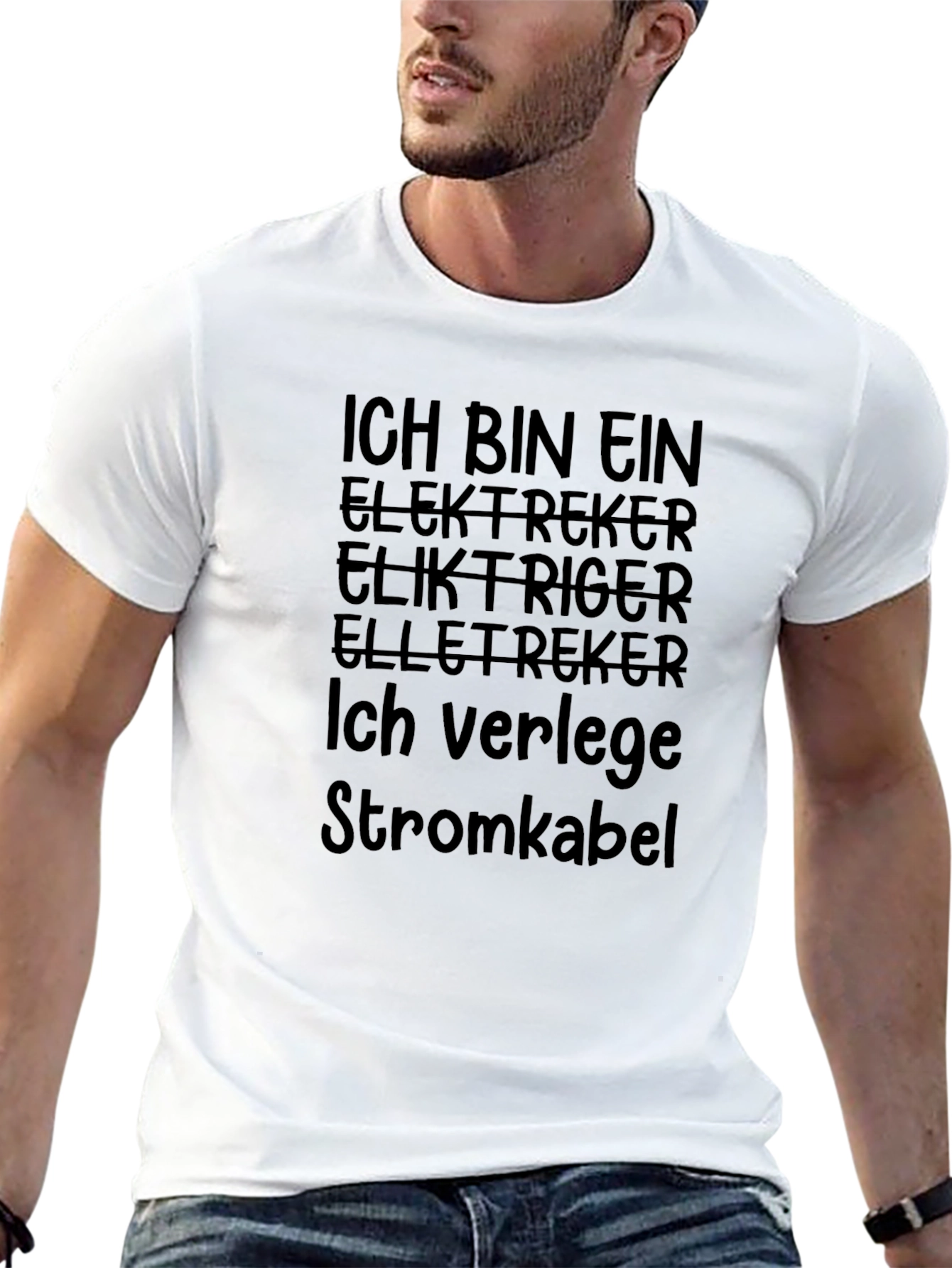 Ich Bin Ein Elektriker Black Graphic T-Shirt