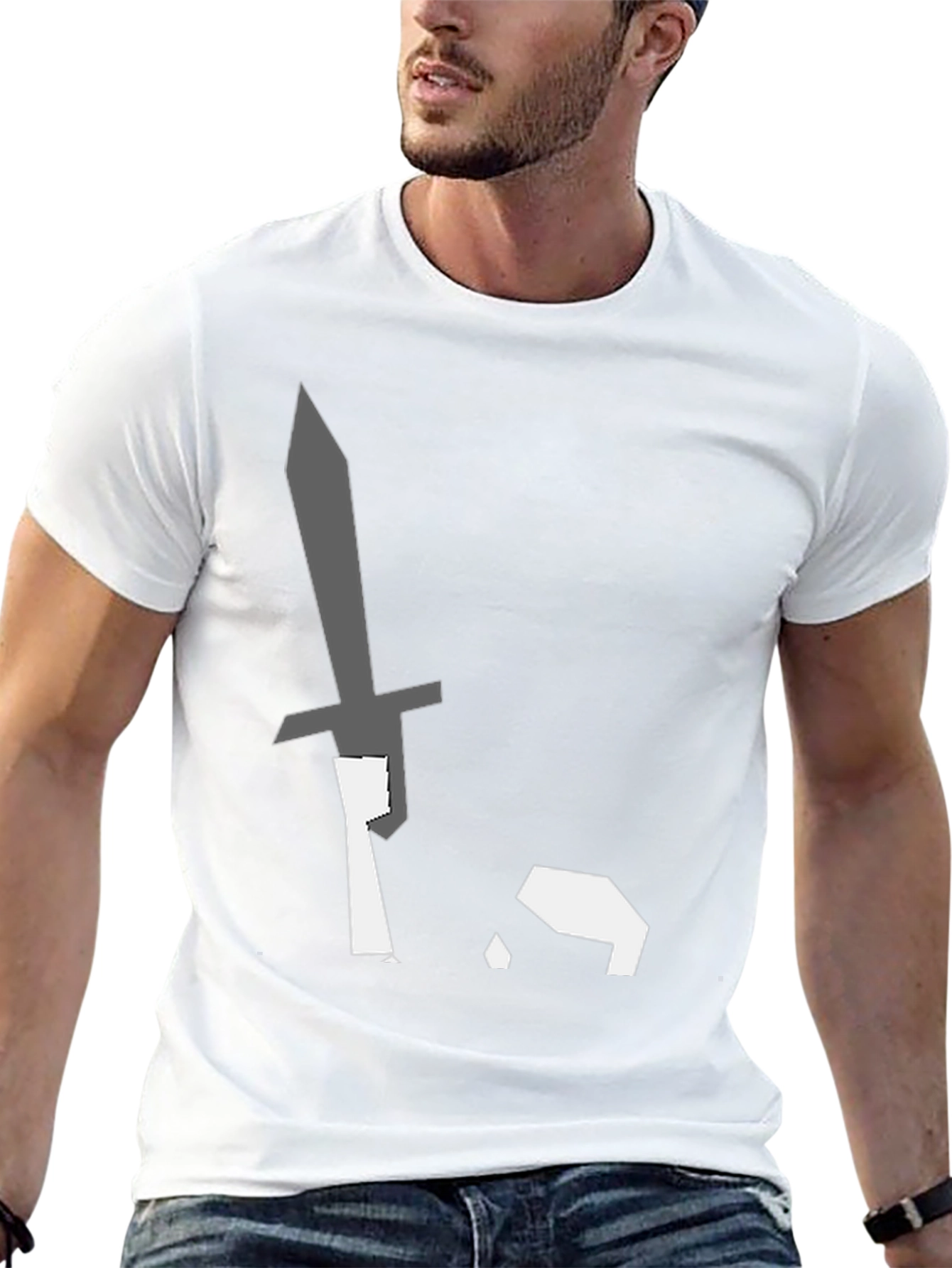 Black T-Shirt with Sword Pixel Art Graphic