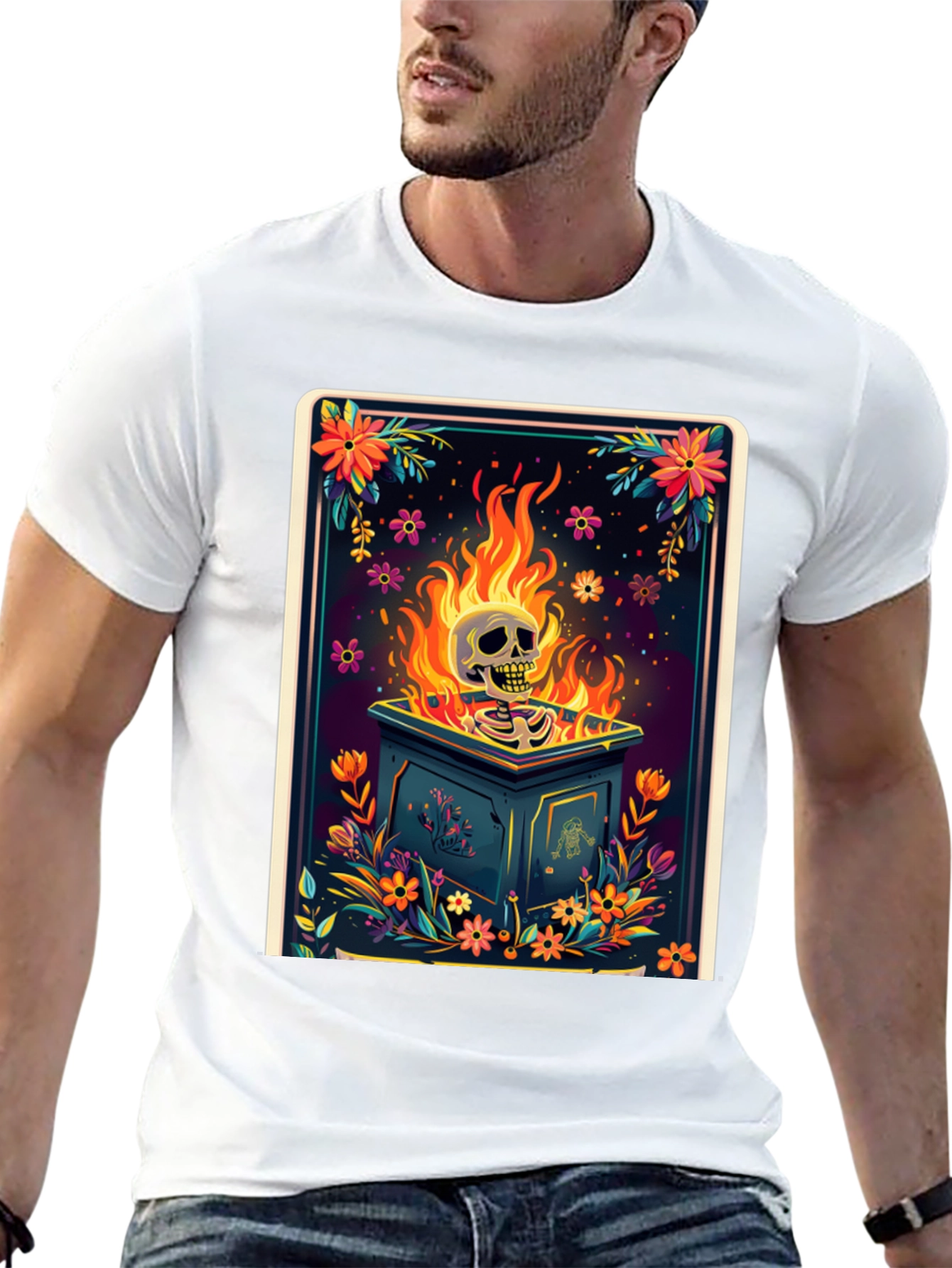 Floral Skull Burning T-Shirt