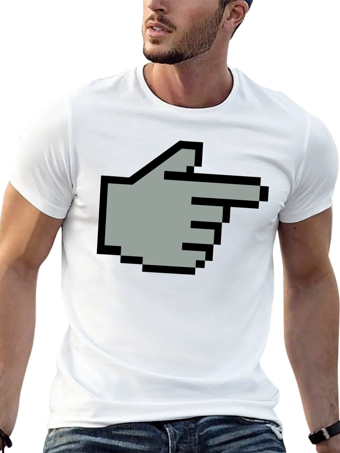 Pixel Hand Pointer T-Shirt - Retro Gaming Style