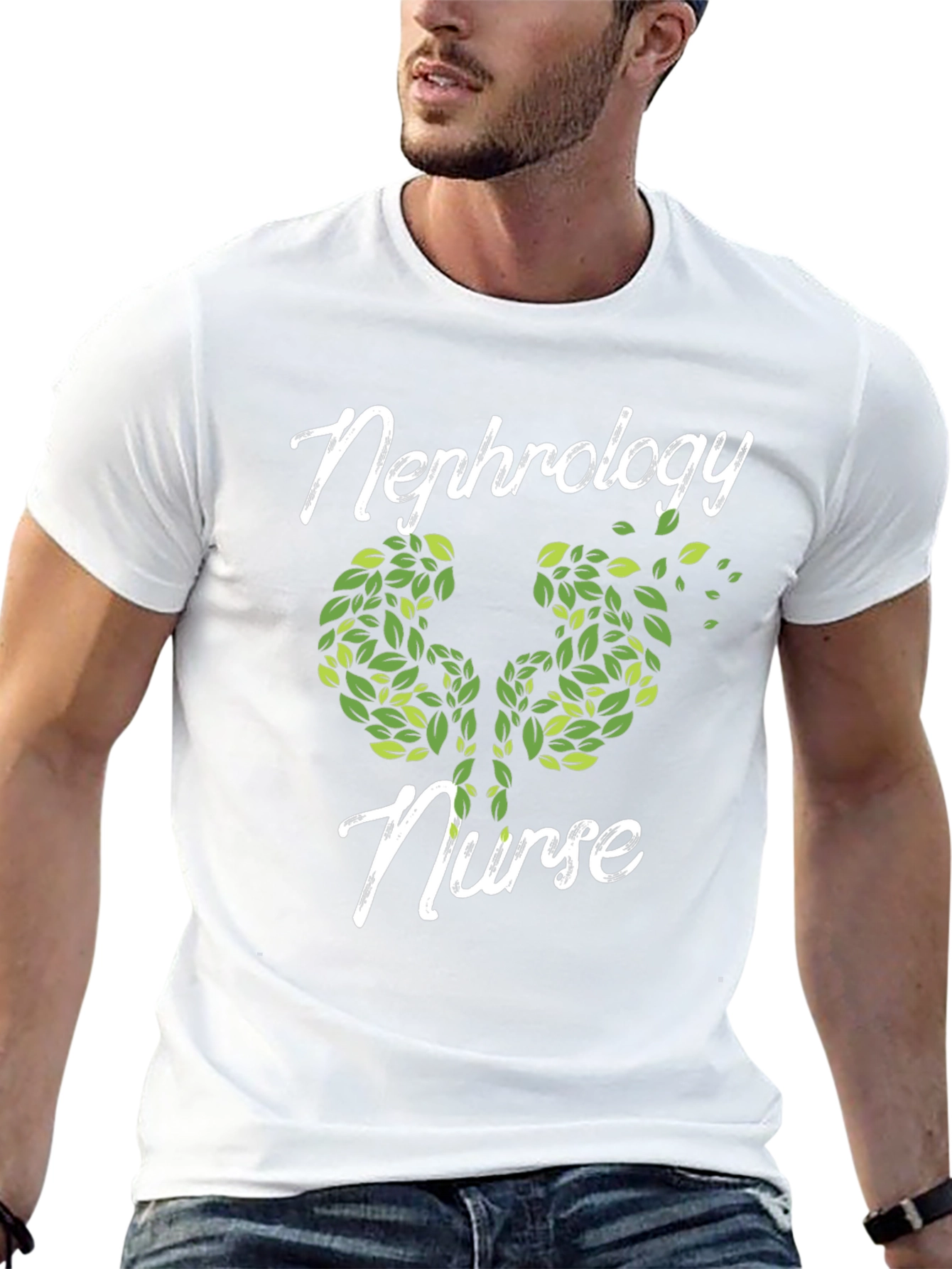 Nephrology Nurse T-Shirt - Kidney Leaf Design