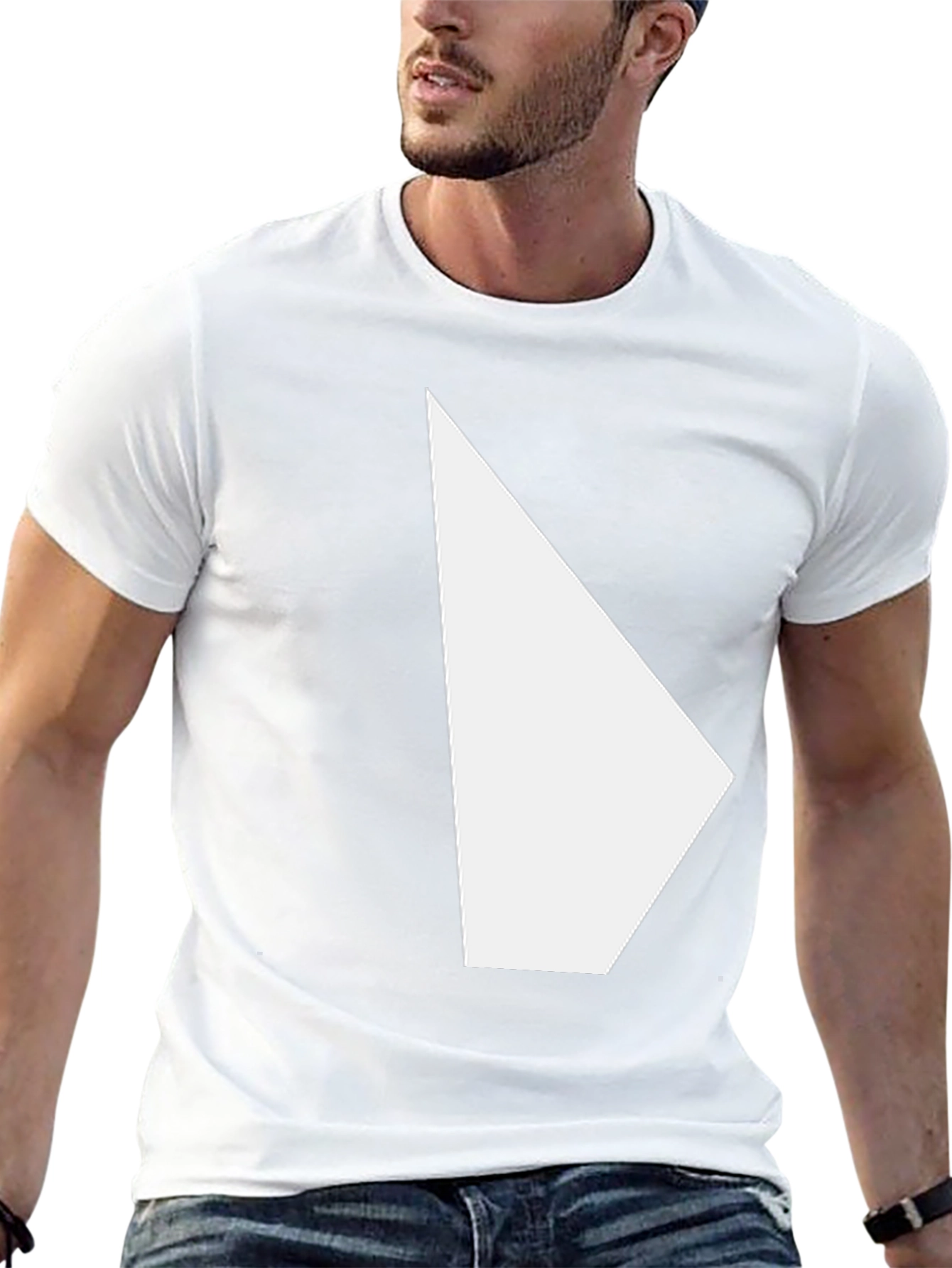 Modern Graphic Tee - Black Shirt with White Triangle
