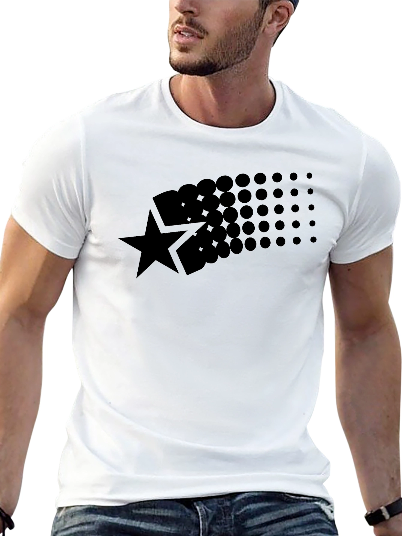 Black Star Burst Graphic Tee - Modern Style