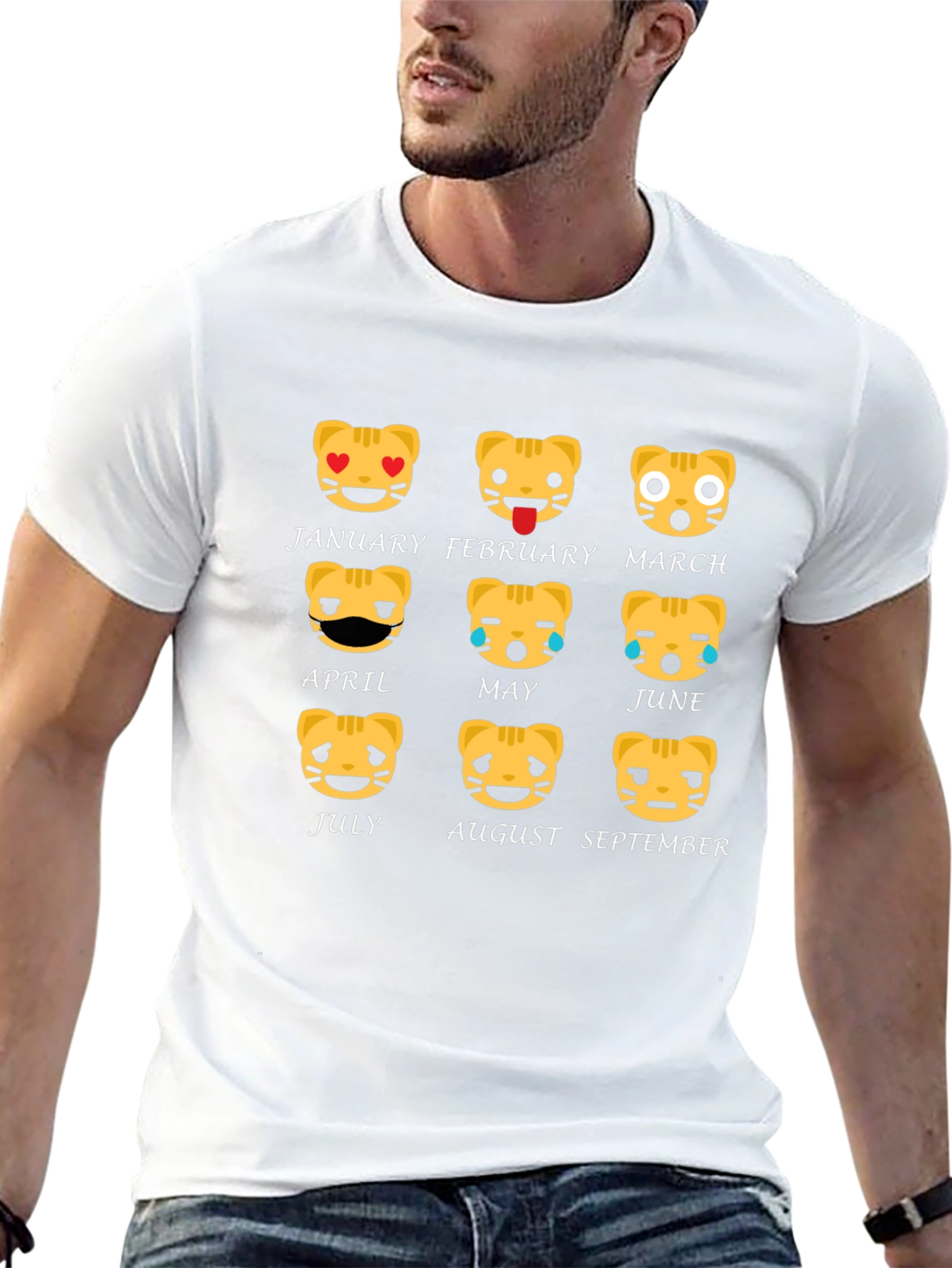 Zodiac Tiger Emoji Month Black T-Shirt