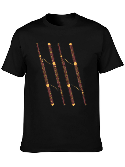 Bassoon Pattern Black T-Shirt