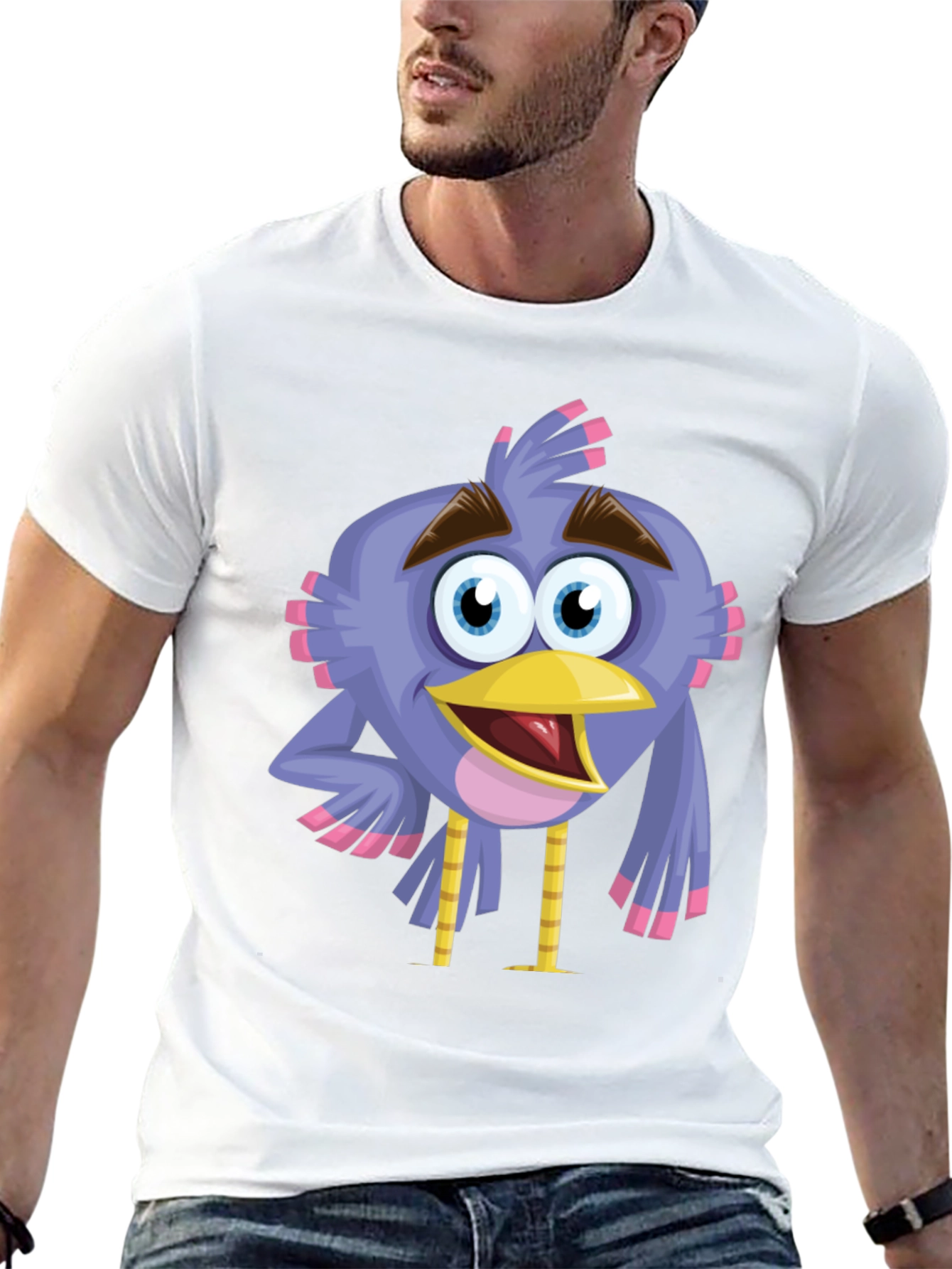 Cartoon Bird Graphic T-Shirt