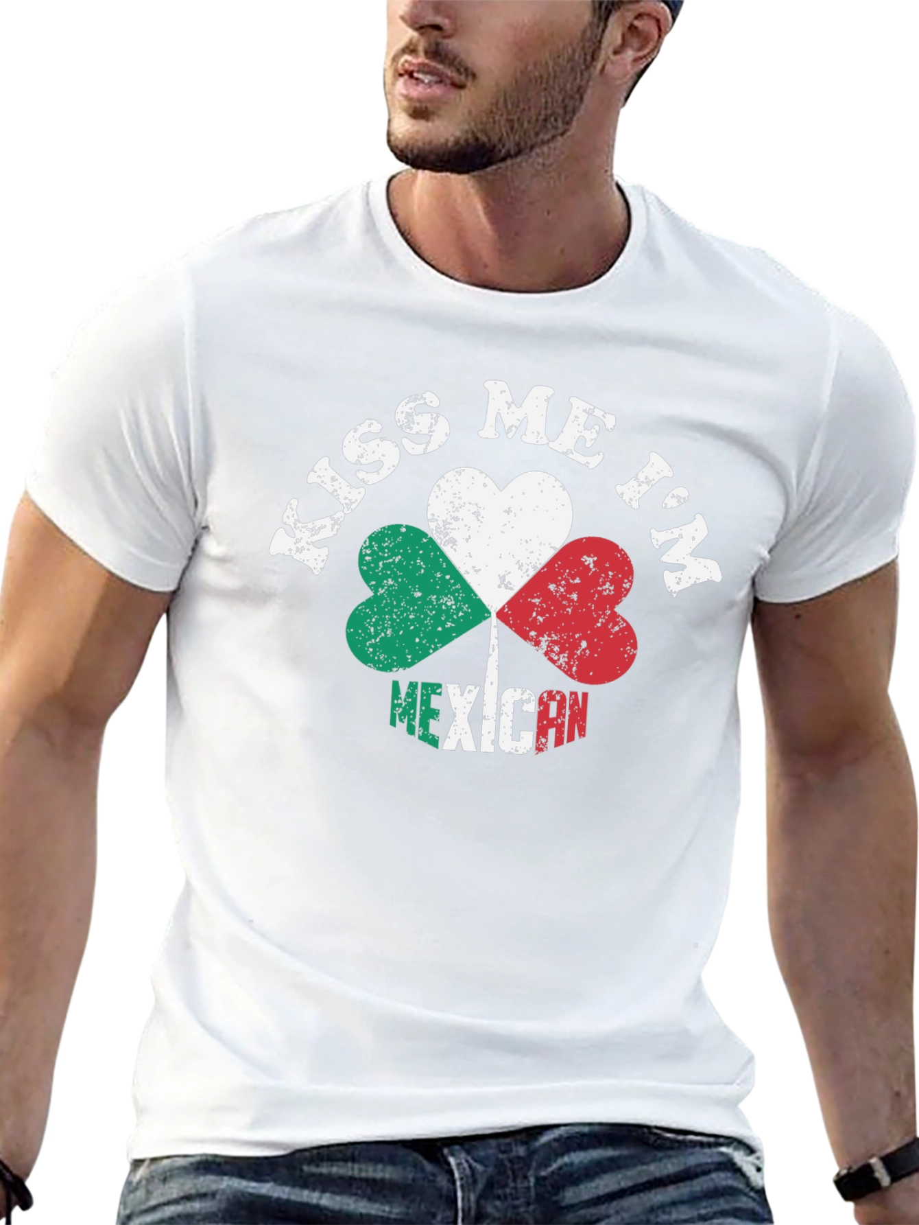 Kiss Me Im Mexican T-Shirt Clover Heart