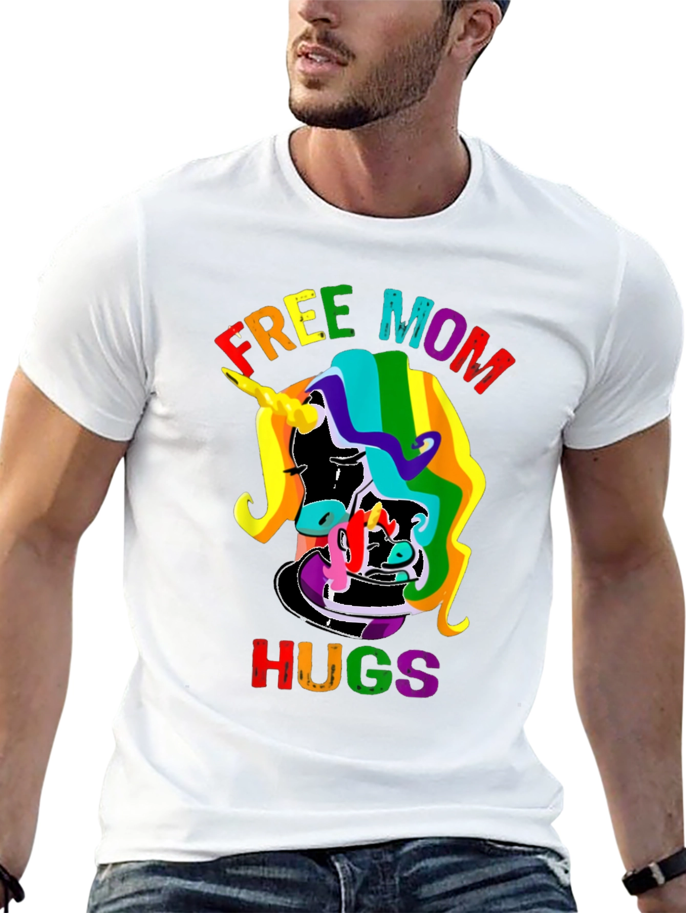 Free Mom Hugs Rainbow Unicorn T-Shirt