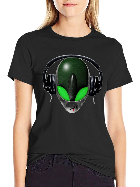 Alien DJ Black T-Shirt - Extraterrestrial Style