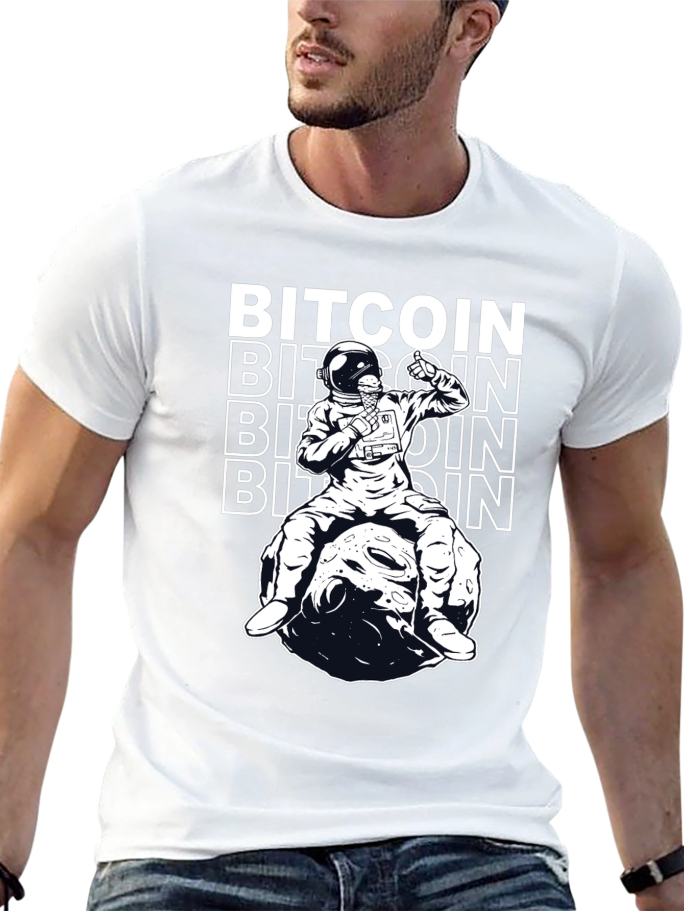 Bitcoin Astronaut T-Shirt - Crypto Moon Graphic Tee