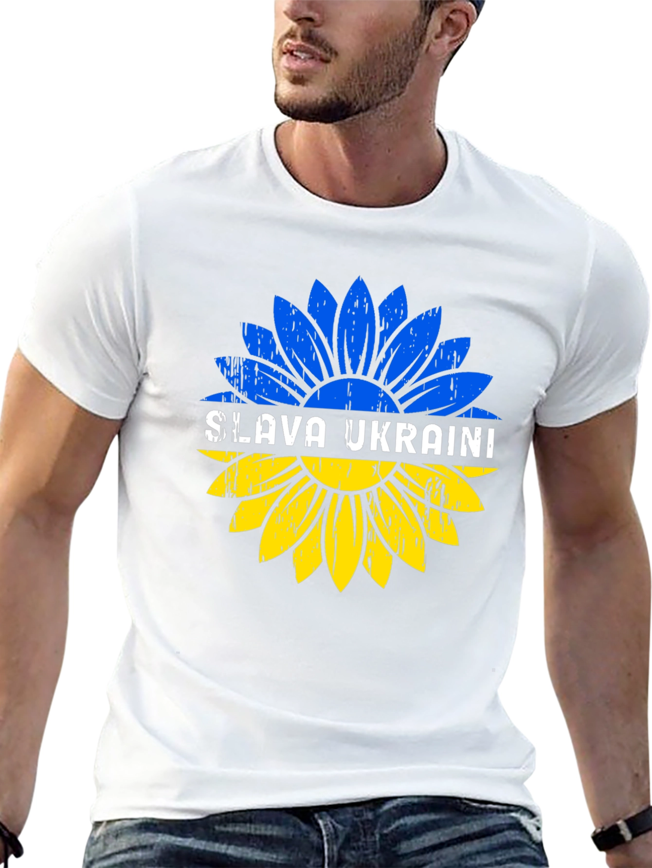 Slava Ukraini Sunflower Graphic Tee - Black