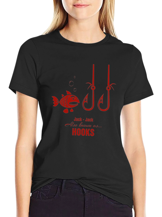 Jack-Jack Hooks Black T-Shirt - Fishing Humor
