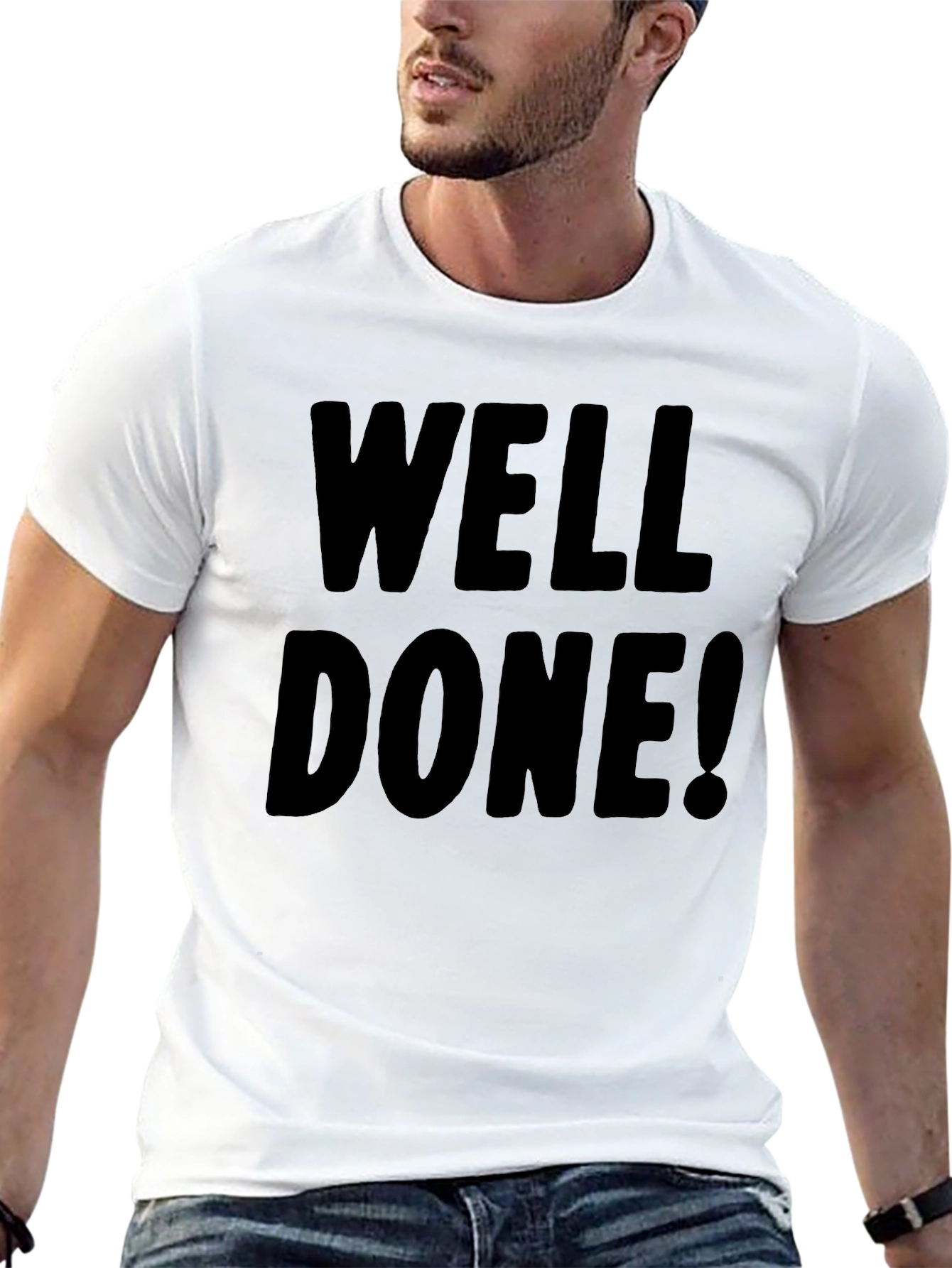 Well Done! Black Graphic Tee - Mens Crew Neck