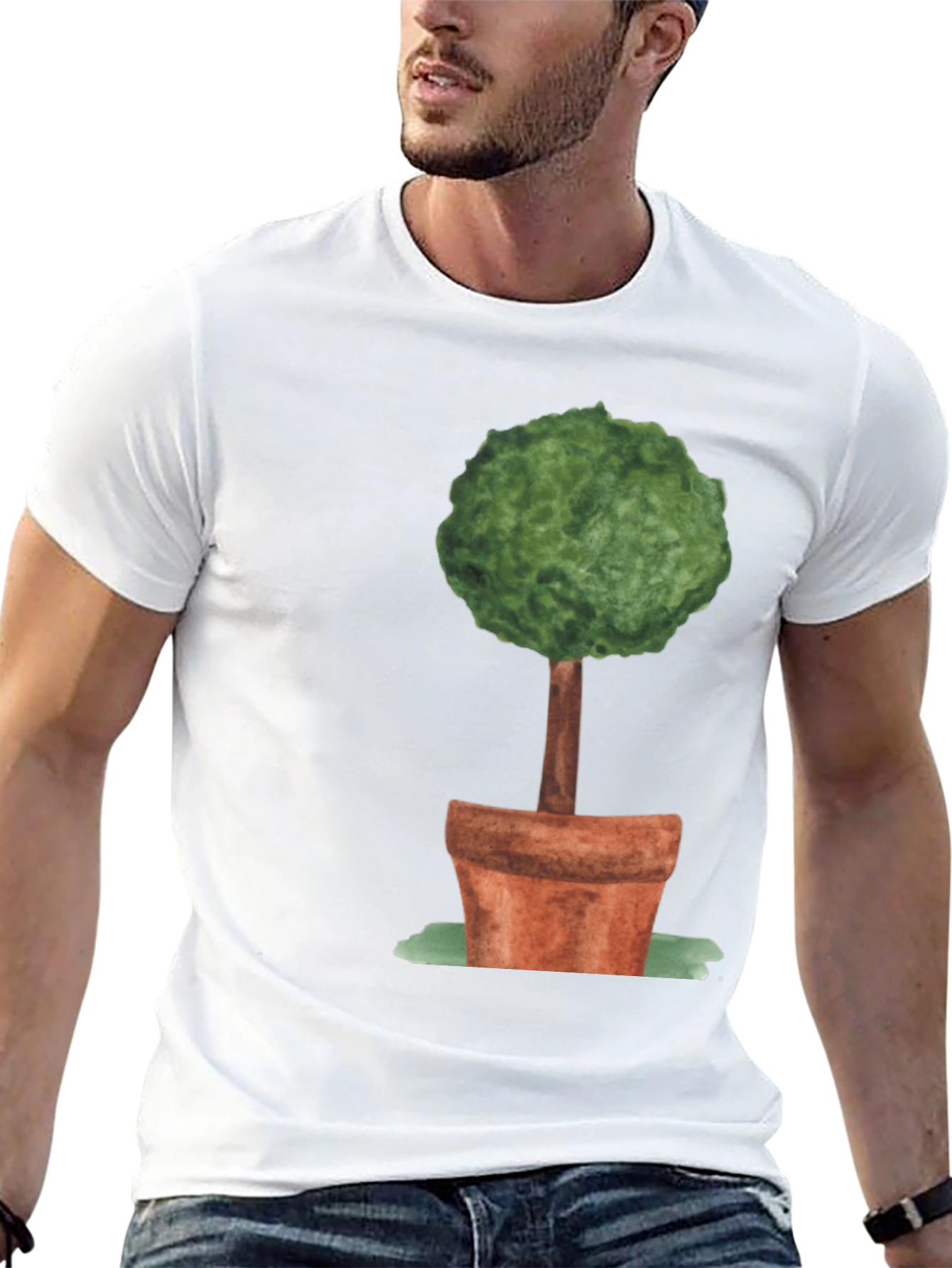 Whimsical Topiary Tree Graphic Tee - Unisex Black Shirt