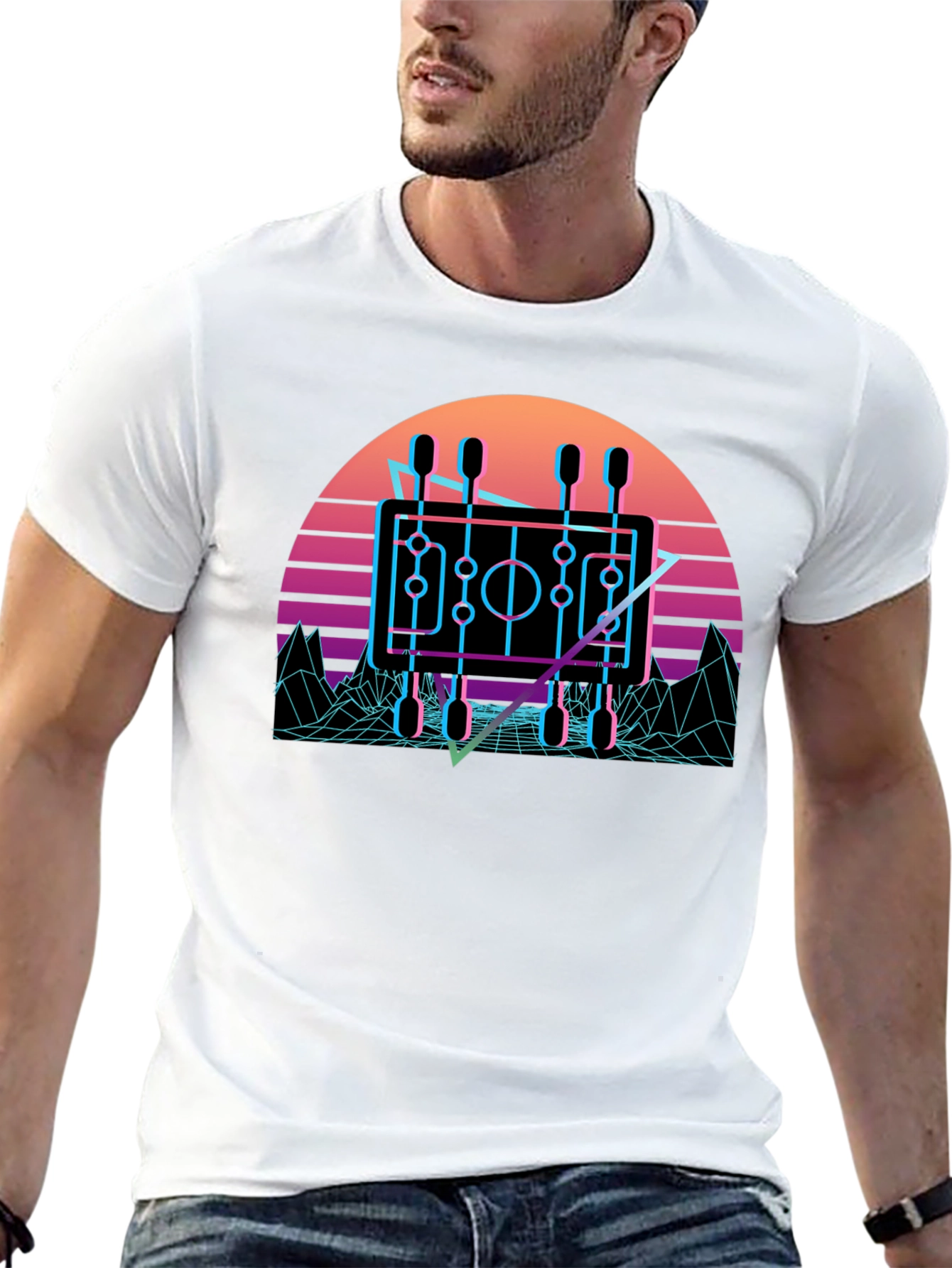 Retro Foosball T-Shirt - Synthwave Style