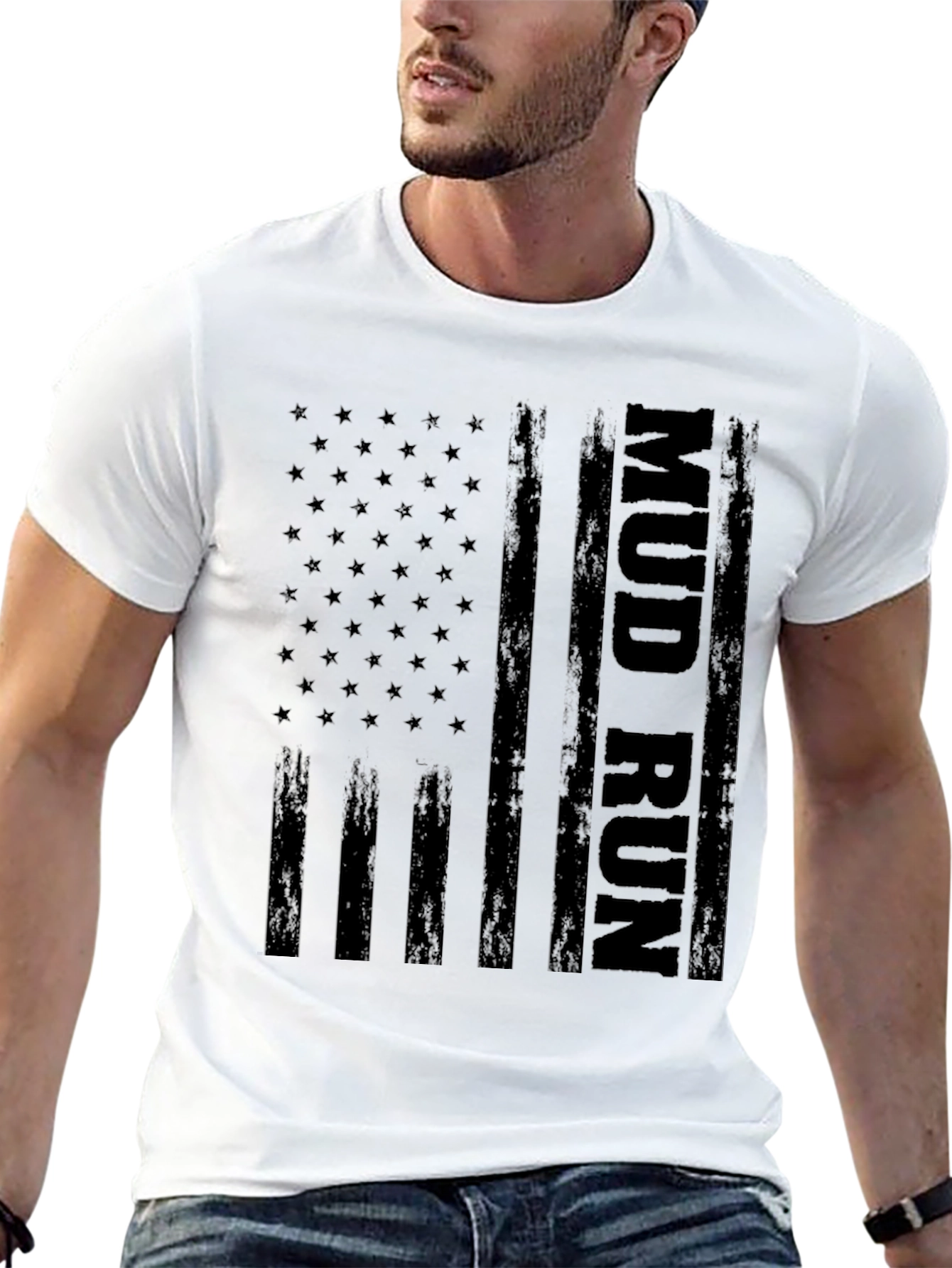 Mud Run US Flag Graphic Tee - Black
